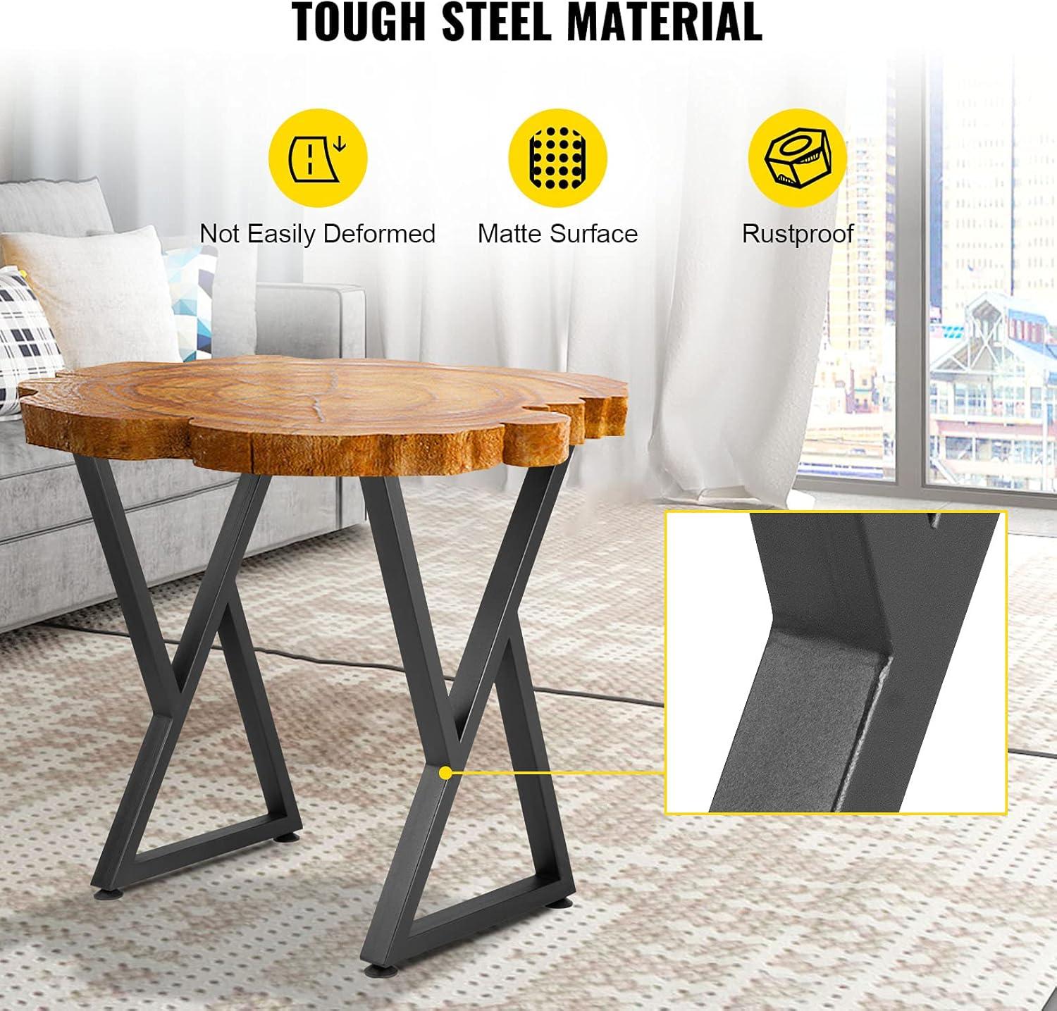 image:imageVEVOR Metal Table Legs 28 x 18 inch Desk Legs Set of 2 Heavy Duty Bench Legs Z Shape Metal Furniture LegsWrought Iron Coffee Table Legs Home DIY for Dining Table wRubber Floor ProtectorsMatte28x18 Inch