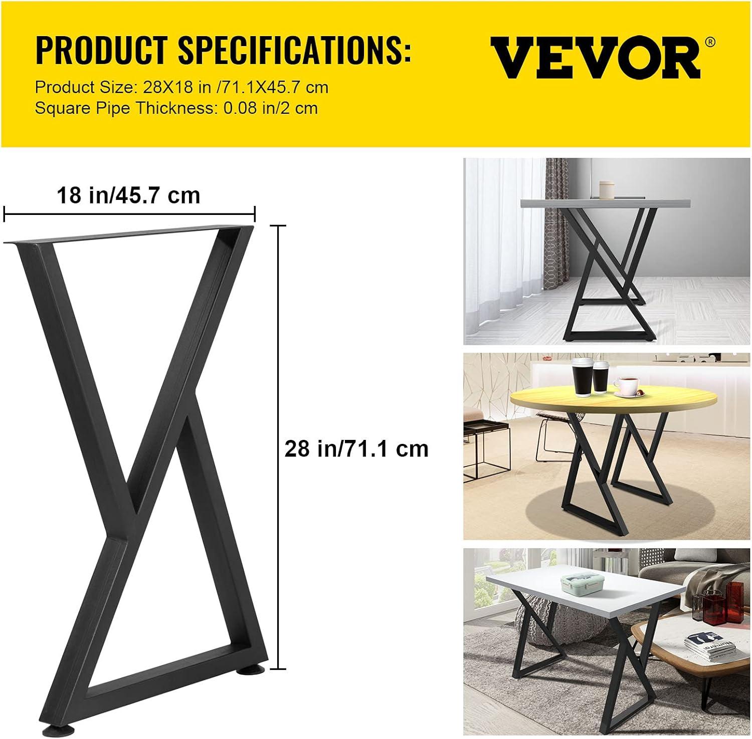 image:imageVEVOR Metal Table Legs 28 x 18 inch Desk Legs Set of 2 Heavy Duty Bench Legs Z Shape Metal Furniture LegsWrought Iron Coffee Table Legs Home DIY for Dining Table wRubber Floor ProtectorsMatte28x18 Inch