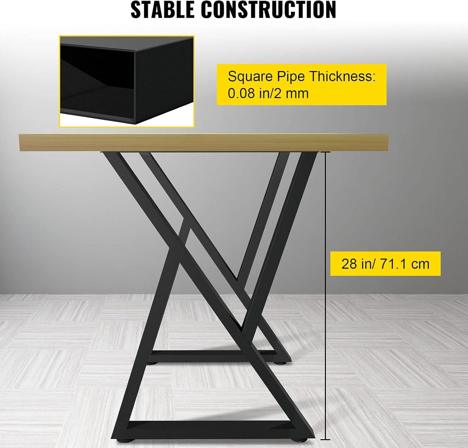 image:imageVEVOR Metal Table Legs 28 x 18 inch Desk Legs Set of 2 Heavy Duty Bench Legs Z Shape Metal Furniture LegsWrought Iron Coffee Table Legs Home DIY for Dining Table wRubber Floor ProtectorsMatte28x18 Inch