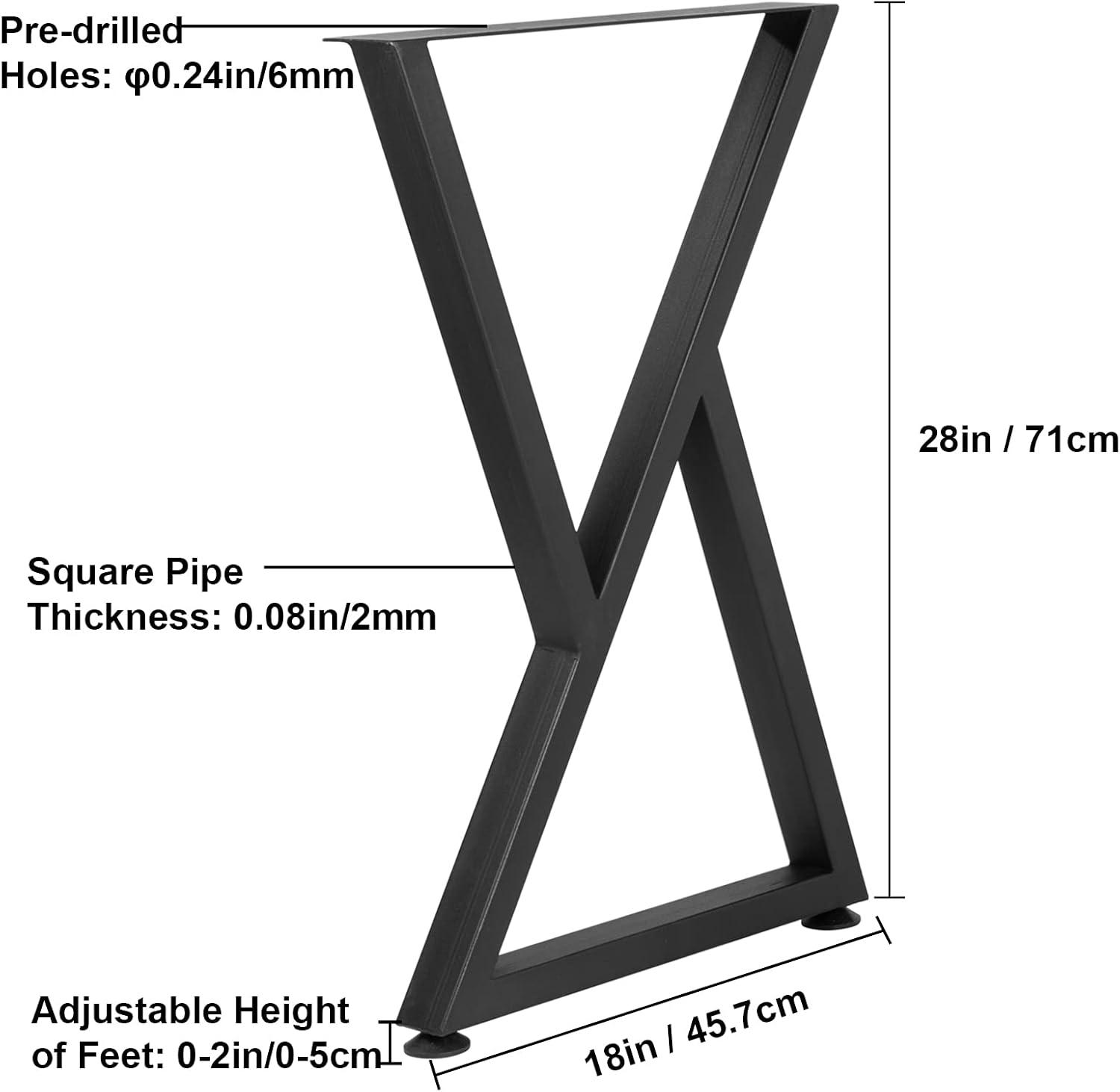 image:imageVEVOR Metal Table Legs 28 x 18 inch Desk Legs Set of 2 Heavy Duty Bench Legs Z Shape Metal Furniture LegsWrought Iron Coffee Table Legs Home DIY for Dining Table wRubber Floor ProtectorsMatte28x18 Inch
