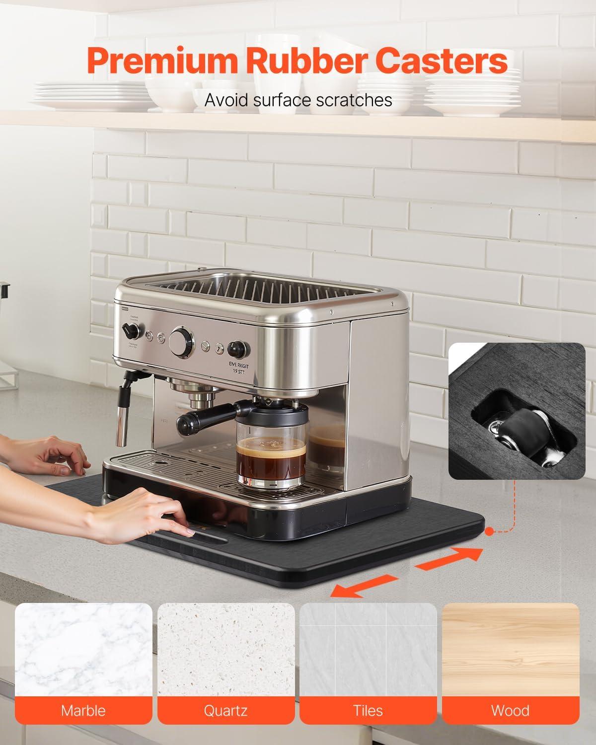 image:imageVEVOR Mixer Slider Mat for Tilt Head Kitchen Aid 455 Qt Stand Mixer kitchenaid Mixer Slider with PTFE Feet Kitchen Countertop Storage Accessories Moving Tray attachments Natural WoodBlack