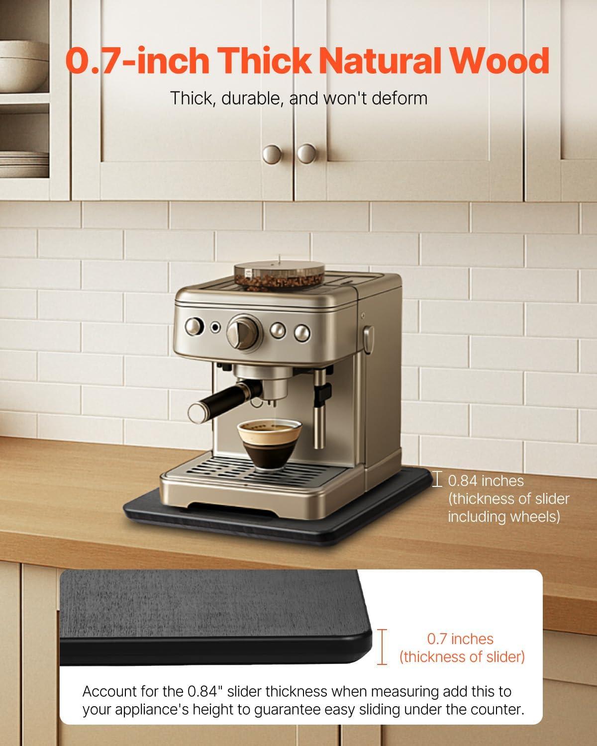 image:imageVEVOR Mixer Slider Mat for Tilt Head Kitchen Aid 455 Qt Stand Mixer kitchenaid Mixer Slider with PTFE Feet Kitchen Countertop Storage Accessories Moving Tray attachments Natural WoodBlack