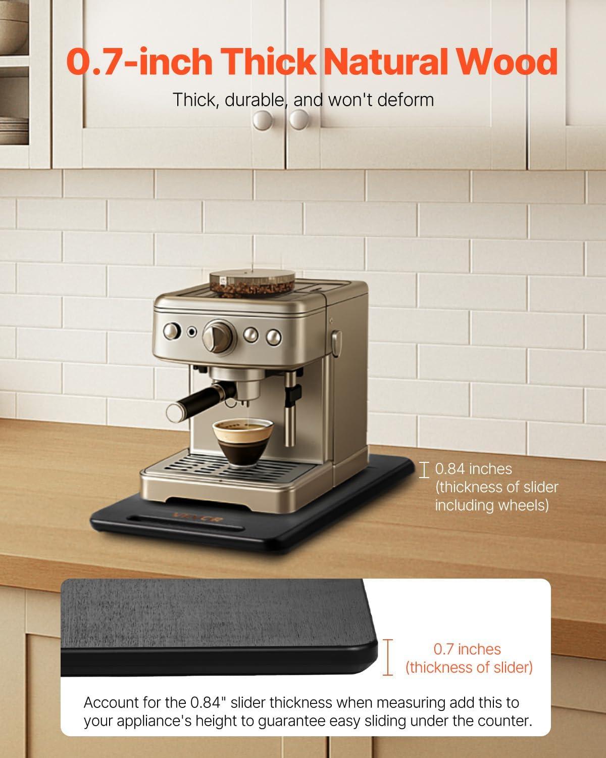 image:imageVEVOR Mixer Slider Mat for Tilt Head Kitchen Aid 455 Qt Stand Mixer kitchenaid Mixer Slider with PTFE Feet Kitchen Countertop Storage Accessories Moving Tray attachments Natural WoodBlack