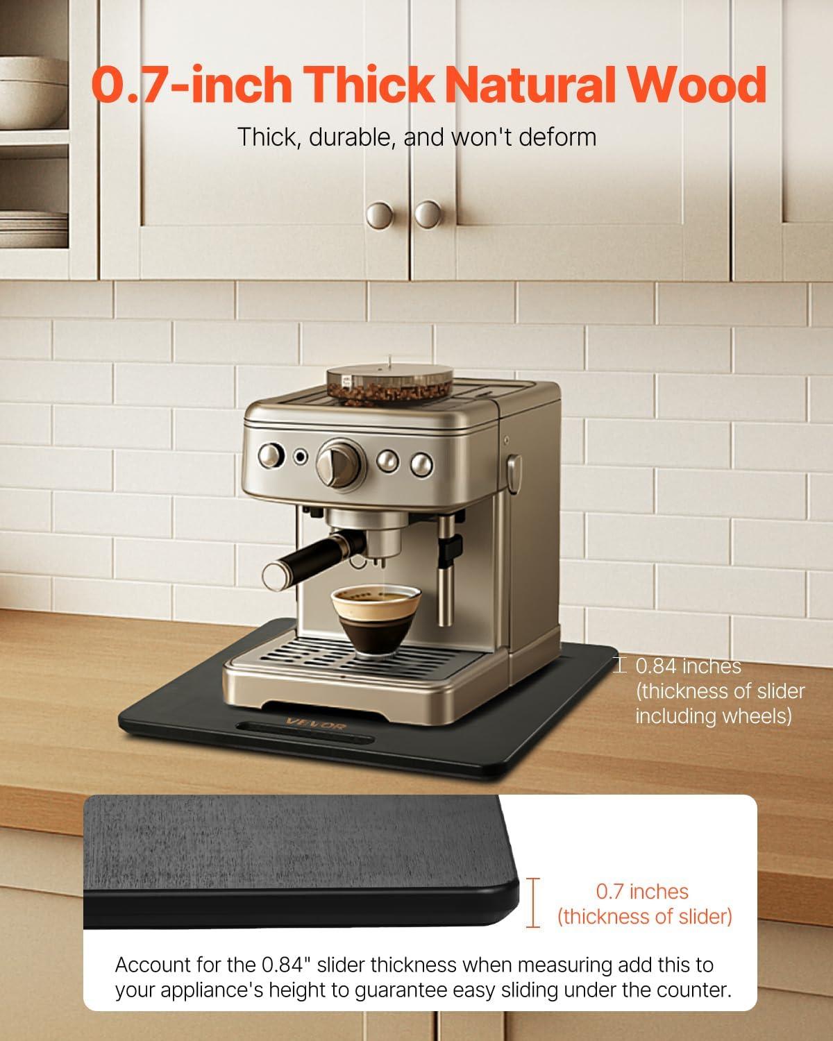 image:imageVEVOR Mixer Slider Mat for Tilt Head Kitchen Aid 455 Qt Stand Mixer kitchenaid Mixer Slider with PTFE Feet Kitchen Countertop Storage Accessories Moving Tray attachments Natural WoodBlack