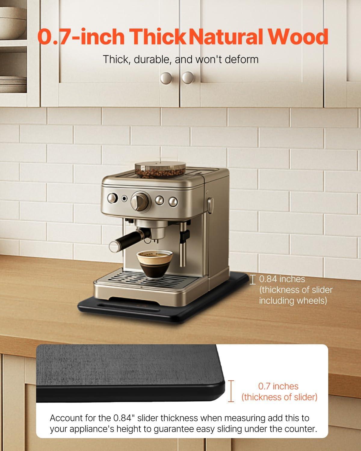 image:imageVEVOR Mixer Slider Mat for Tilt Head Kitchen Aid 455 Qt Stand Mixer kitchenaid Mixer Slider with PTFE Feet Kitchen Countertop Storage Accessories Moving Tray attachments Natural WoodBlack