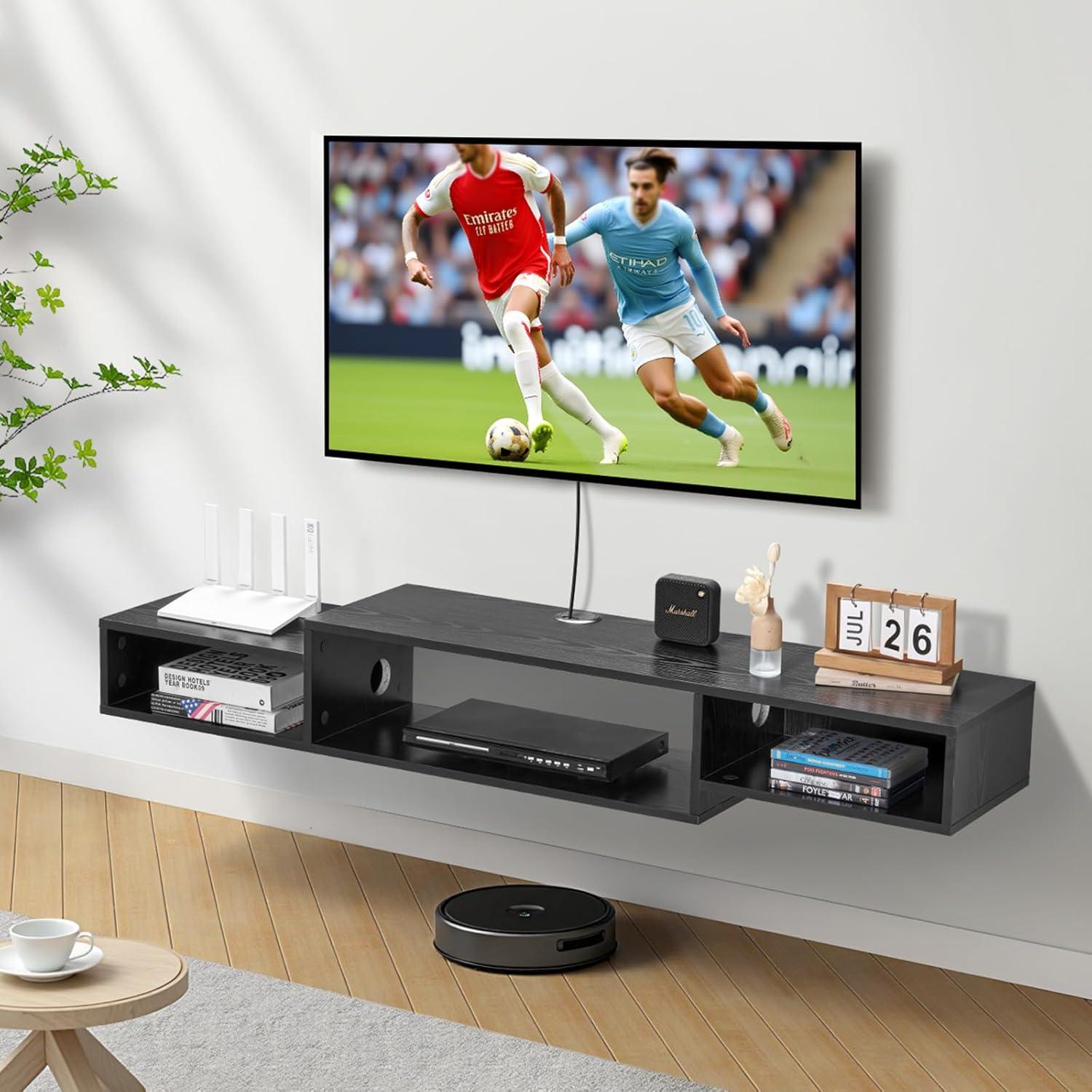 image:imageVEVOR Modern Floating TV Stand 71 Wall Mounted Media Console for 80 inch TVs Floating Entertainment Center Under TV Shelf with Storage Cabinet for Bedroom amp Living Room WhiteBlack