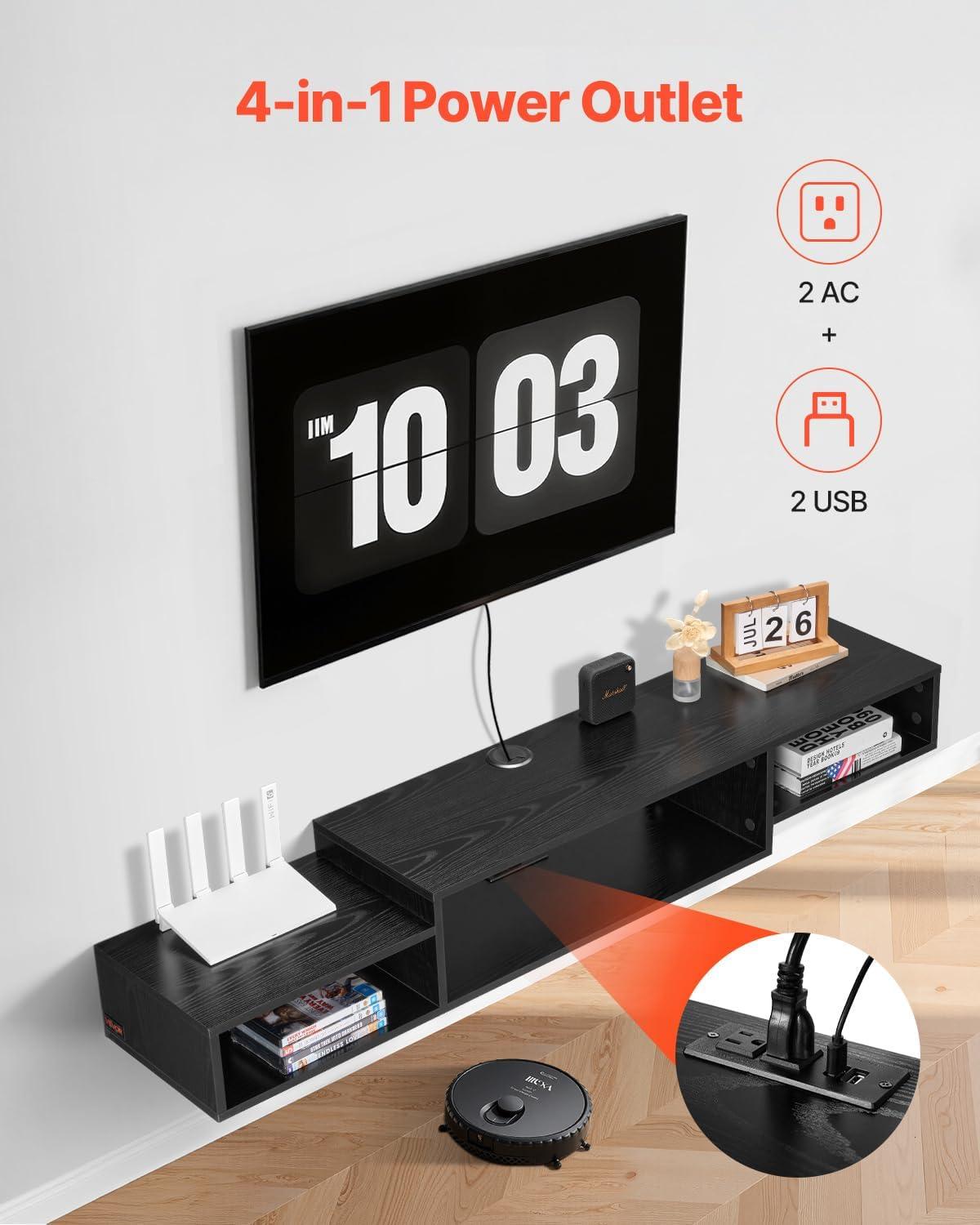 image:imageVEVOR Modern Floating TV Stand 71 Wall Mounted Media Console for 80 inch TVs Floating Entertainment Center Under TV Shelf with Storage Cabinet for Bedroom amp Living Room WhiteBlack