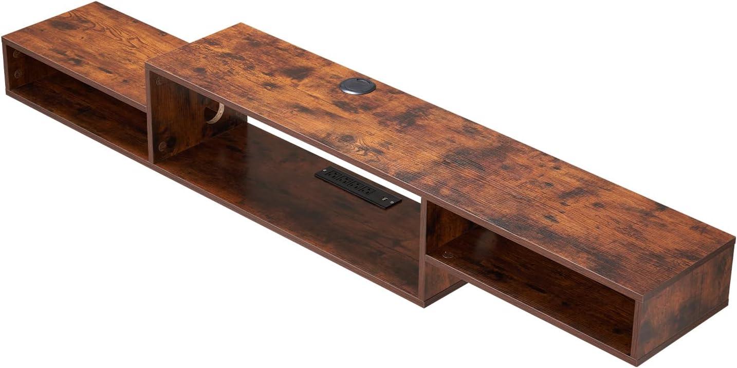 image:imageVEVOR Modern Floating TV Stand 71 Wall Mounted Media Console for 80 inch TVs Floating Entertainment Center Under TV Shelf with Storage Cabinet for Bedroom amp Living Room WhiteRustic Brown