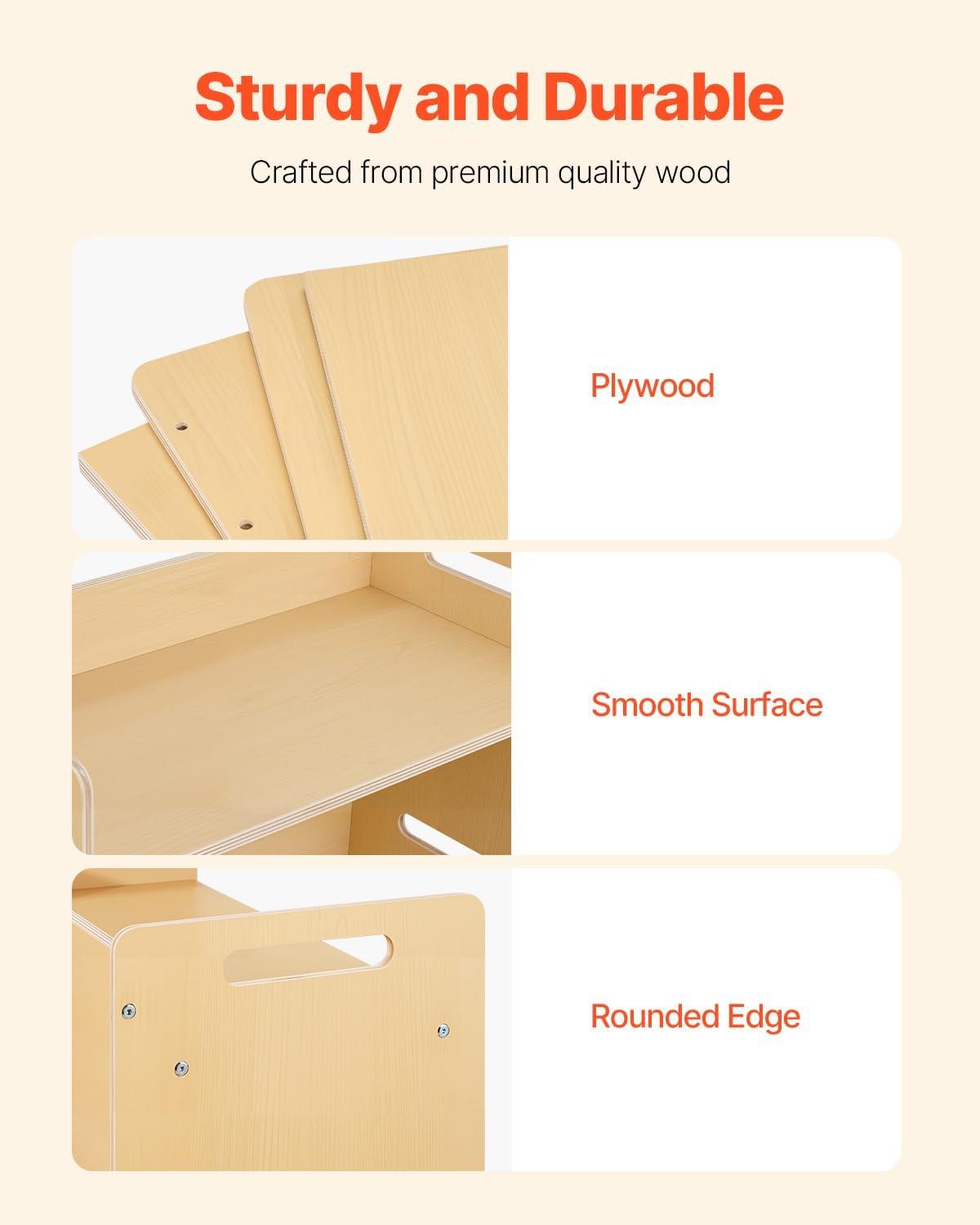 image:imageVEVOR Montessori Weaning Table and Chair Set 3 in 1 Wooden Toddler Table and Chairs with Chalkboard Adjustable Height Montessori Table for Ages 15 Ideal for Drawing Reading Eating WhiteNatural