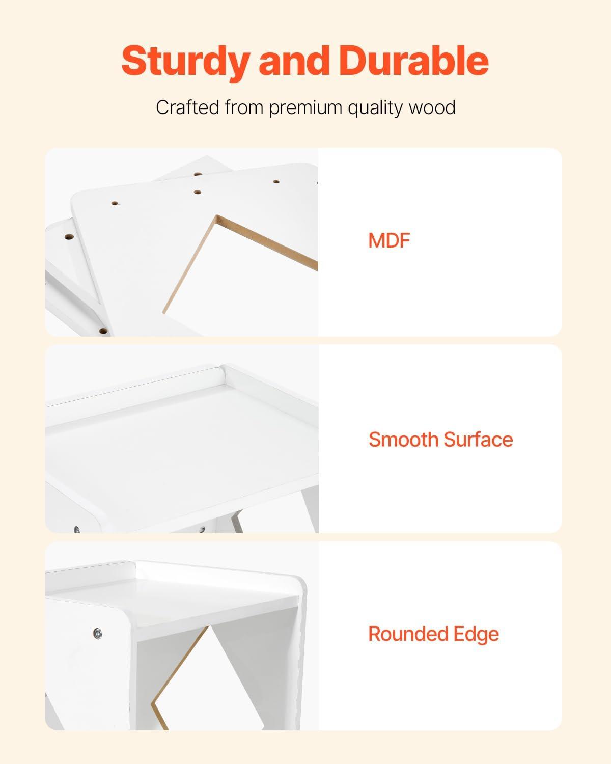 image:imageVEVOR Montessori Weaning Table and Chair Set 3 in 1 Wooden Toddler Table and Chairs with Chalkboard Adjustable Height Montessori Table for Ages 15 Ideal for Drawing Reading Eating WhiteWhite