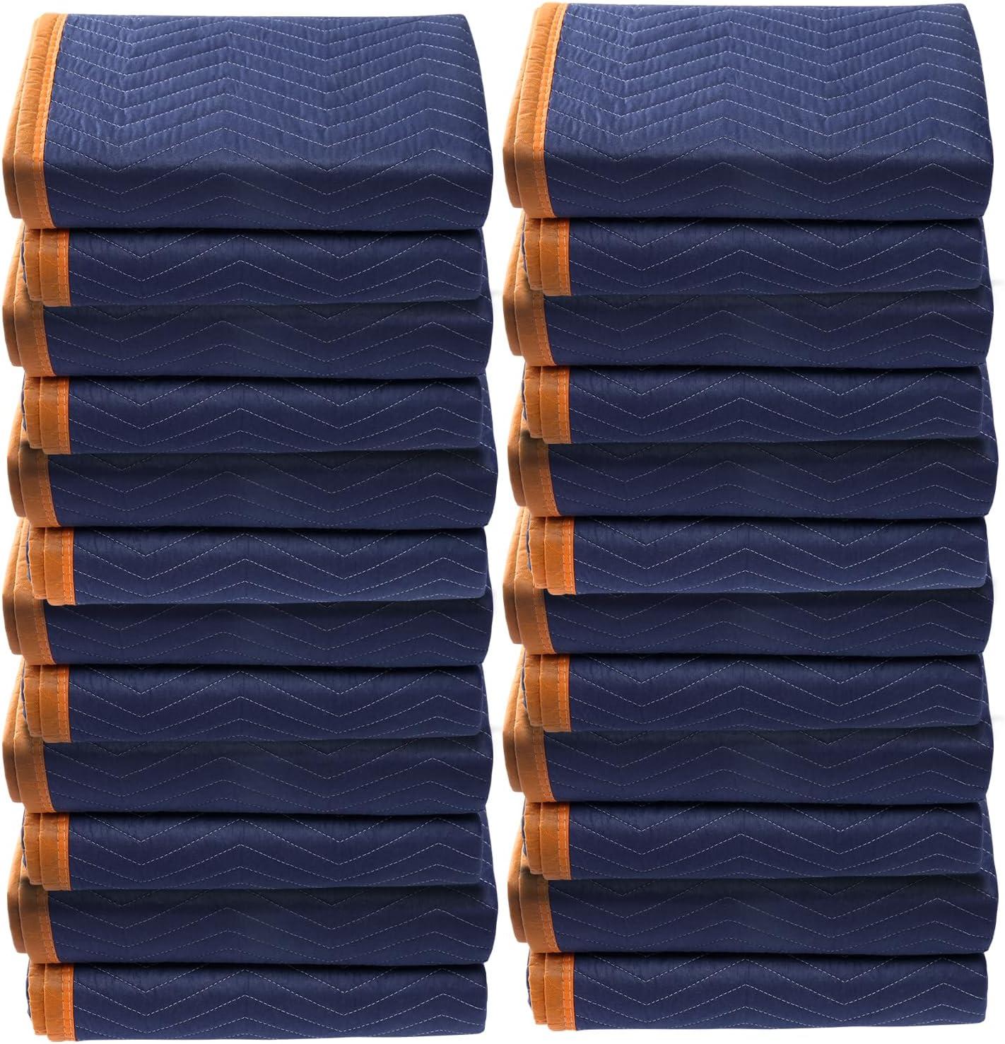 image:imageVEVOR Moving Blankets 80 x 72 35 lbsdz Weight 12 Packs Professional NonWoven amp Recycled Cotton Packing Blanket Heavy Duty Mover Pads for Protecting Furniture Floors Appliances BlueOrangeBlueOrange