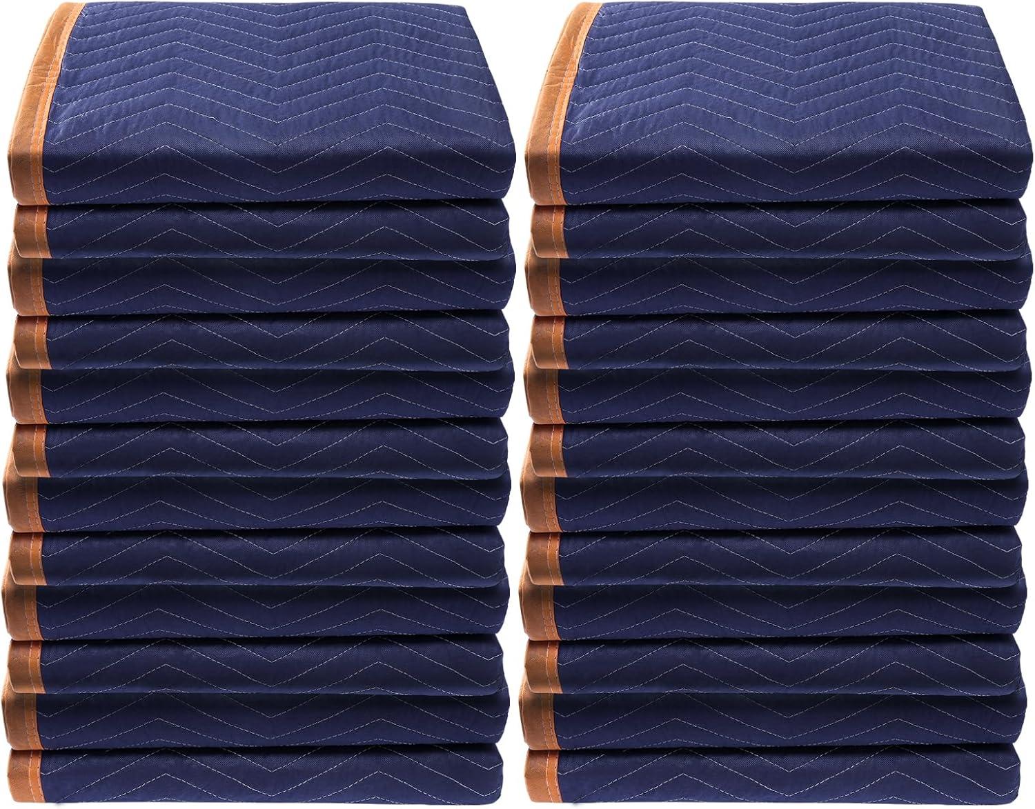 image:imageVEVOR Moving Blankets 80 x 72 35 lbsdz Weight 12 Packs Professional NonWoven amp Recycled Cotton Packing Blanket Heavy Duty Mover Pads for Protecting Furniture Floors Appliances BlueOrangeBlueOrange