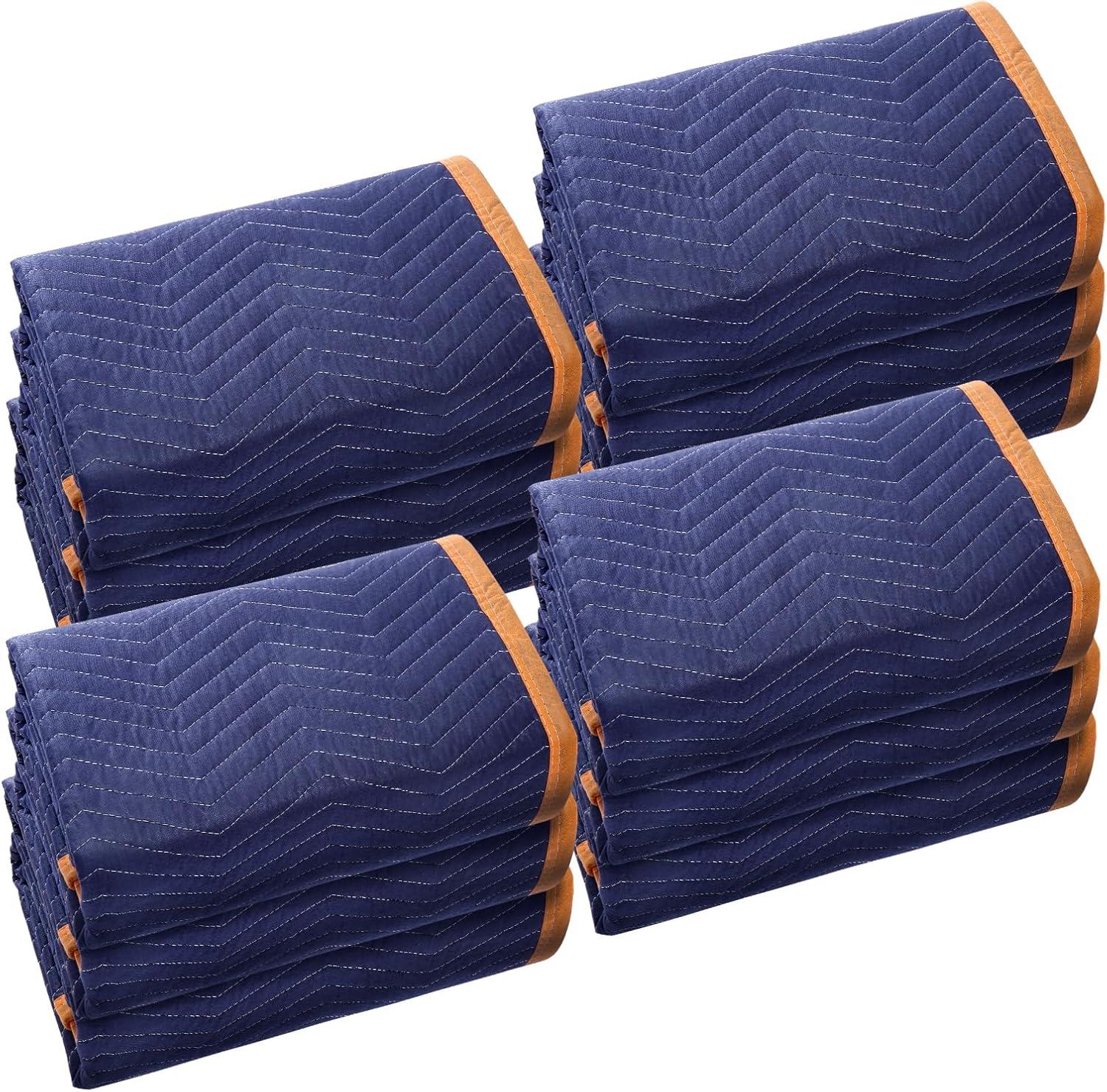 image:imageVEVOR Moving Blankets 80 x 72 35 lbsdz Weight 12 Packs Professional NonWoven amp Recycled Cotton Packing Blanket Heavy Duty Mover Pads for Protecting Furniture Floors Appliances BlueOrangeBlueOrange