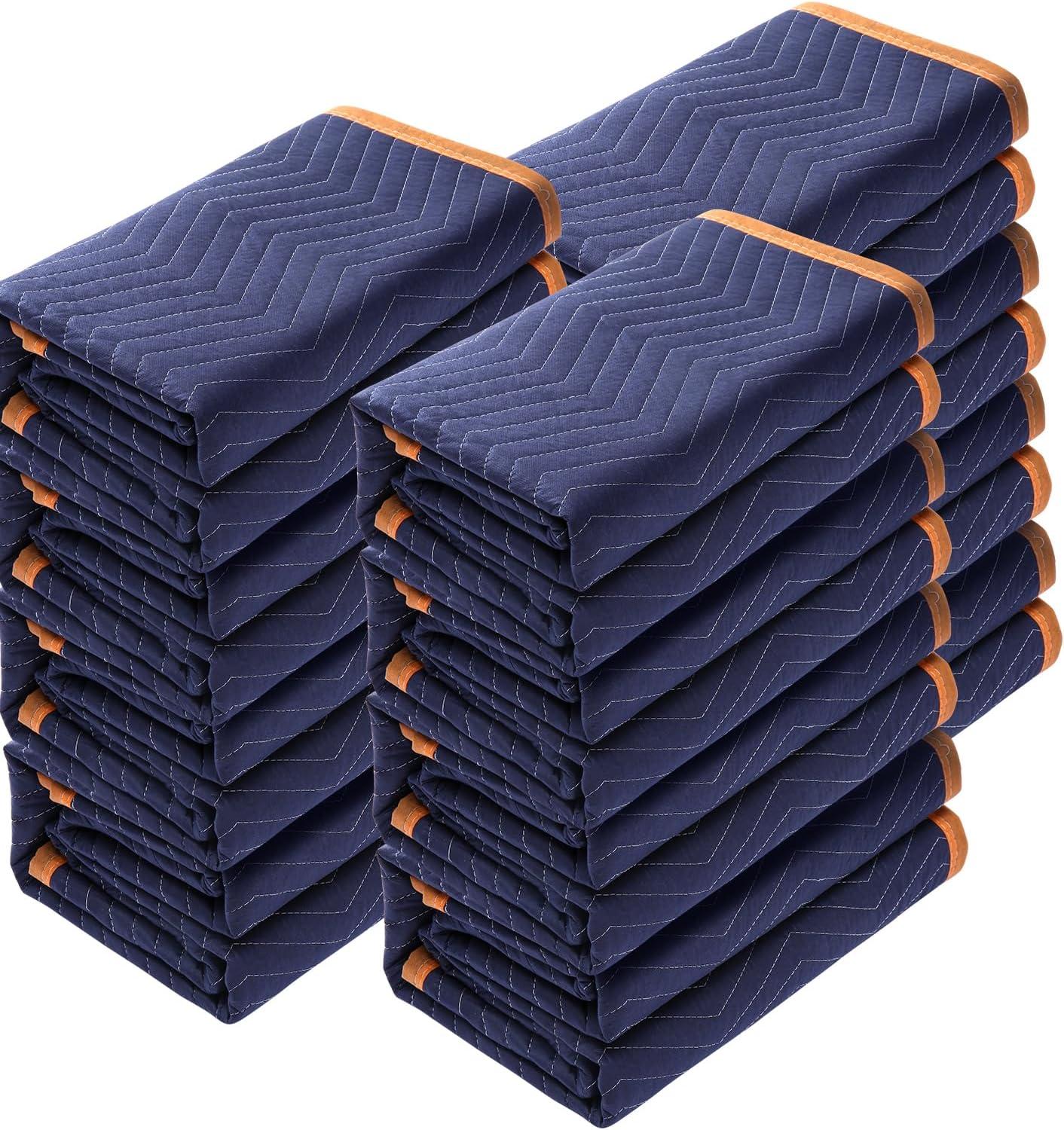 image:imageVEVOR Moving Blankets 80 x 72 35 lbsdz Weight 12 Packs Professional NonWoven amp Recycled Cotton Packing Blanket Heavy Duty Mover Pads for Protecting Furniture Floors Appliances BlueOrangeBlueOrange