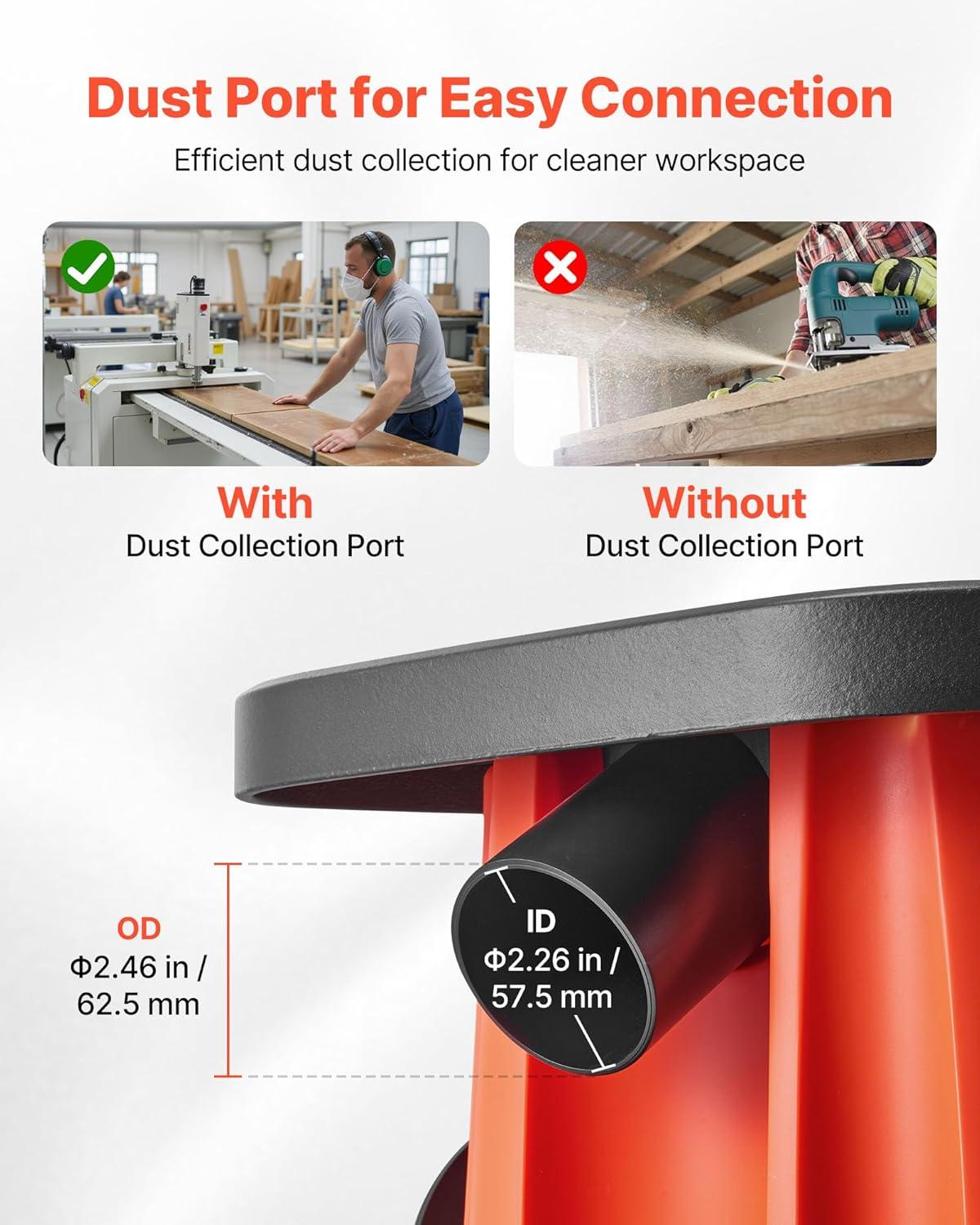 image:imageVEVOR Oscillating Spindle Sander 2400RPM Benchtop Spindle Sander with 6 Sleeves 123 58 Stroke 156 x 116 Cast Iron Worktable for Furniture Finishing Crafts Sanding DIY Woodworking156x116