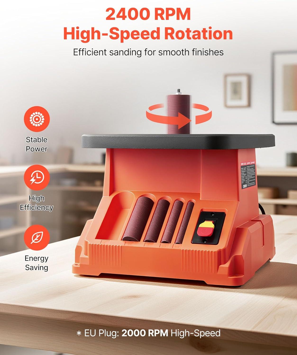 image:imageVEVOR Oscillating Spindle Sander 2400RPM Benchtop Spindle Sander with 6 Sleeves 123 58 Stroke amp 154 x 163inch Wide Worktable for Furniture Finishing Crafts Sanding DIY Woodworking