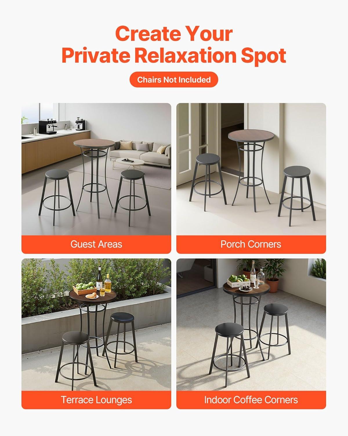 image:imageVEVOR Outdoor Bar Table 47 x 15 in Patio Bar Table Waterproof Top amp Sturdy Metal Frame Rectangle Counter Height Dining Tables Outdoor Furniture for Balcony Yard Hot Tub Poolside IndoorRound
