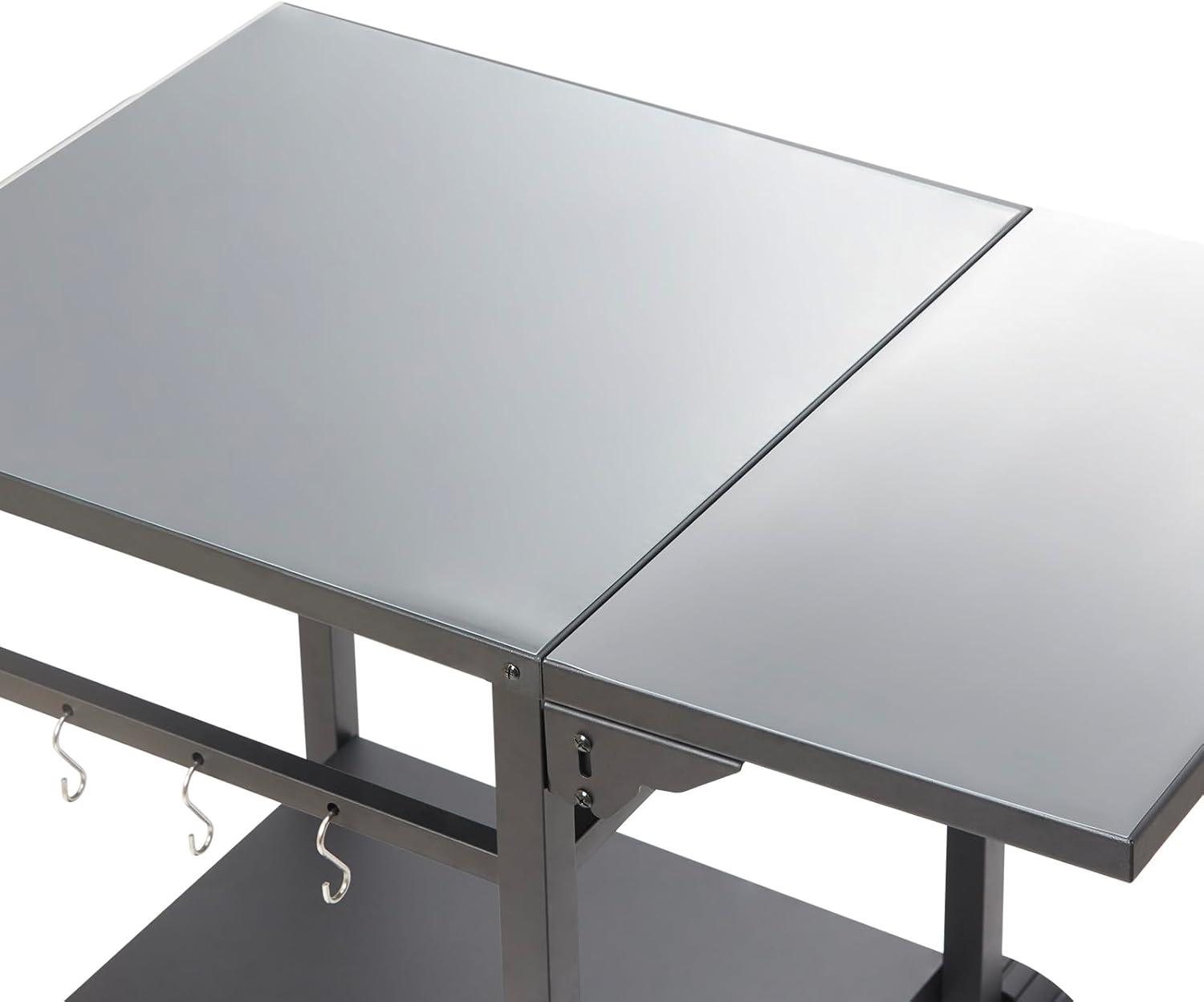 image:imageVEVOR Outdoor Grill Dining Cart with DoubleShelf BBQ Movable Food Prep Table Multifunctional Stainless Steel Table Top Portable Modular Carts for Pizza Oven Worktable with 2 Wheels Carry HandleIron Table Top