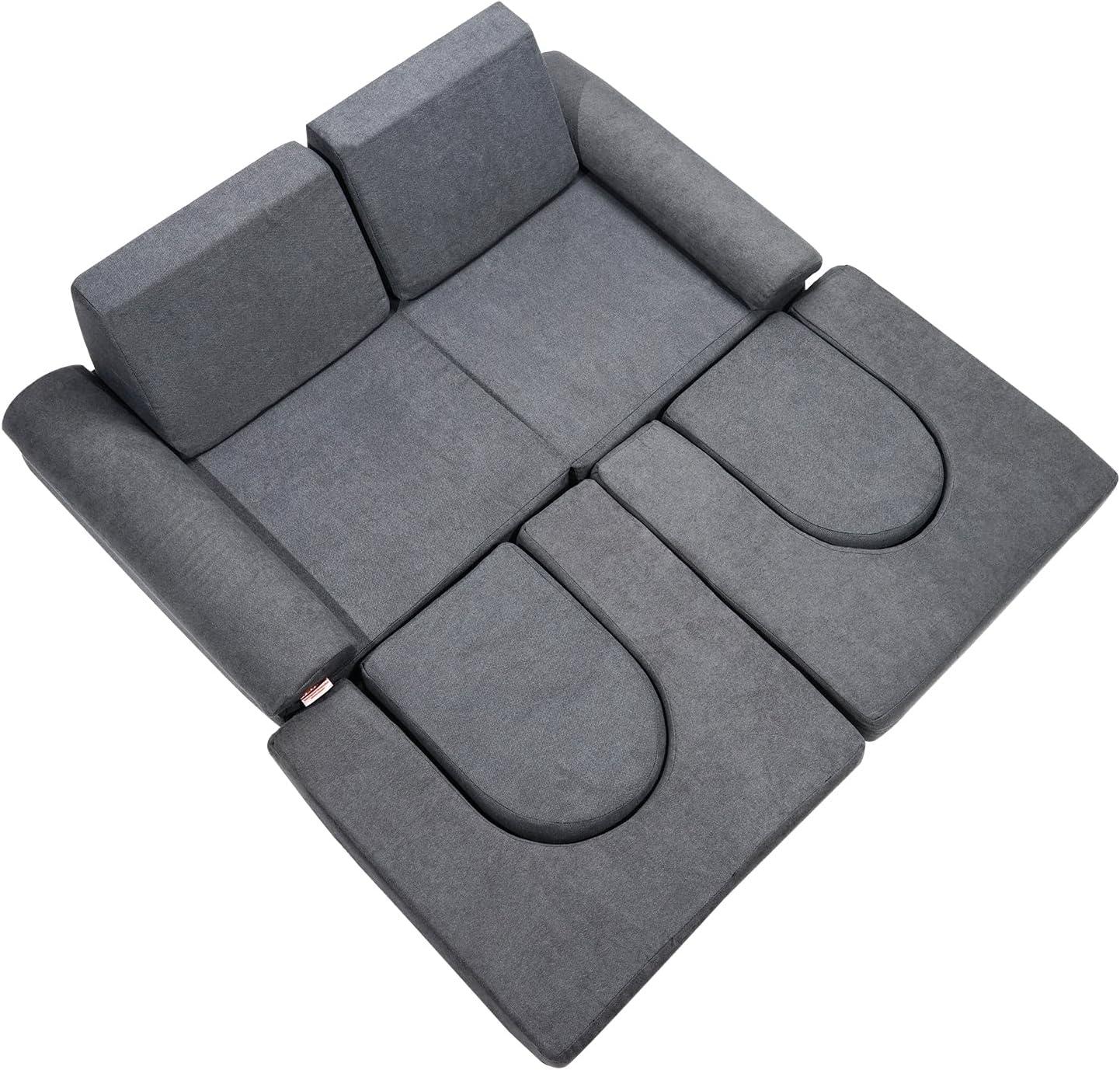 image:imageVEVOR Play Couch Modular Kids Nugget Couch 15pcs Toddler Foam Sofa Couch with HighDensity 25D Sponge for Playing Creating Sleeping Imaginative Kids Furniture for Bedroom and Playroom10 Pcs