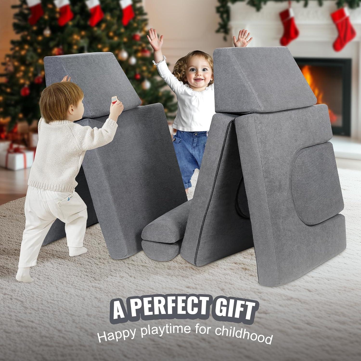 image:imageVEVOR Play Couch Modular Kids Nugget Couch 15pcs Toddler Foam Sofa Couch with HighDensity 25D Sponge for Playing Creating Sleeping Imaginative Kids Furniture for Bedroom and Playroom10 Pcs