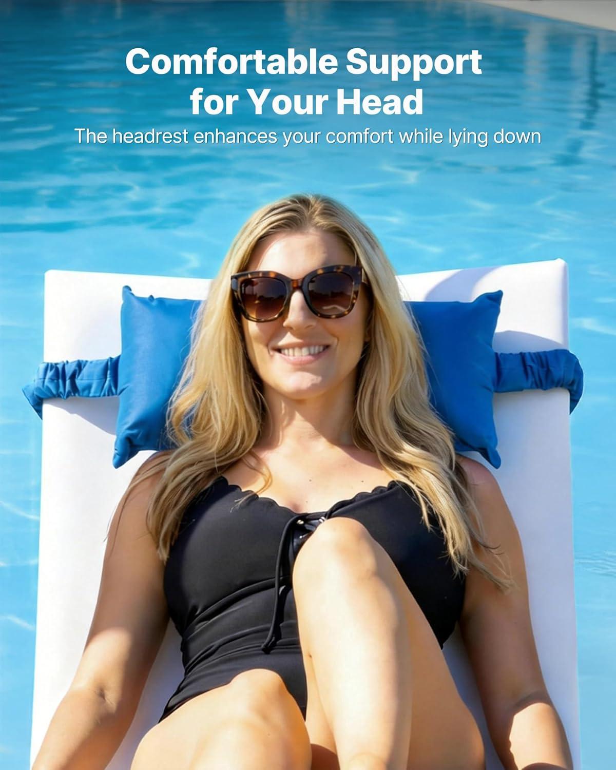 image:imageVEVOR Pool Lounge Chairs Set of 2 Chaise Lounger with Headrest Water Weighted inPool Lounger Chairs for up to 15 Water Depths AntiFloating Patio Furniture for Sun Shelf amp Tanning Ledge 440LBS
