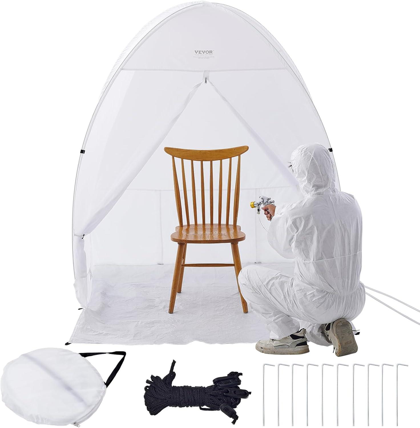 image:imageVEVOR Portable Paint Booth Larger Spray Paint Tent with Builtin Floor amp Mesh Screen amp Windproof Hooks Painting Tent Station for Furniture DIY Hobby Tool 75x52x52ft Spray Paint ShelterL60w60h70inch