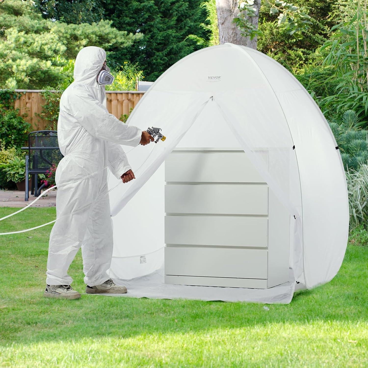 image:imageVEVOR Portable Paint Booth Larger Spray Paint Tent with Builtin Floor amp Mesh Screen amp Windproof Hooks Painting Tent Station for Furniture DIY Hobby Tool 75x52x52ft Spray Paint ShelterL60w60h70inch