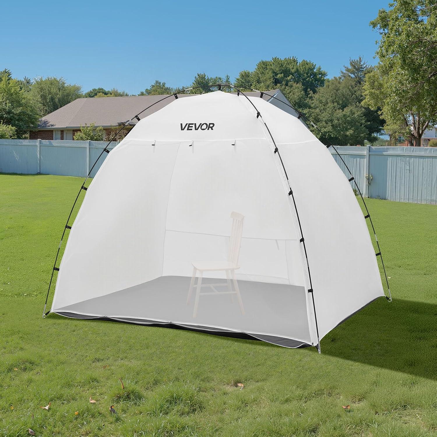 image:imageVEVOR Portable Paint Booth Larger Spray Paint Tent with Builtin Floor amp Mesh Screen amp Windproof Hooks Painting Tent Station for Furniture DIY Hobby Tool 75x52x52ft Spray Paint ShelterL96W72H72inch