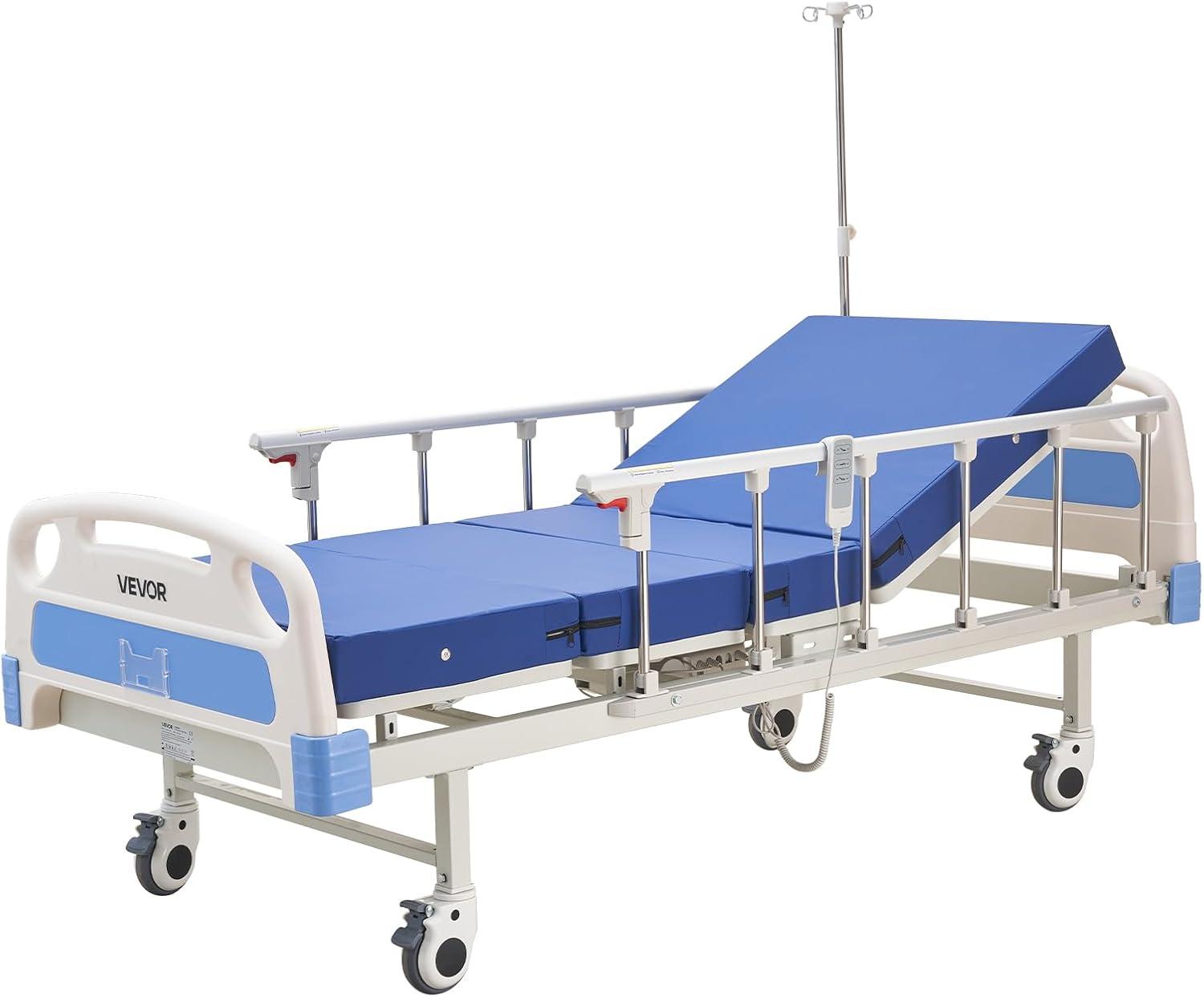 image:imageVEVOR Premium 3 Function Full Electric Hospital Bed ICU Electric Medical Bed with Backrest Legrest amp Height Adjustment 5 Locking Casters HighDensity Mattress for Home Hospital 550LBS Loading84X377x34inch