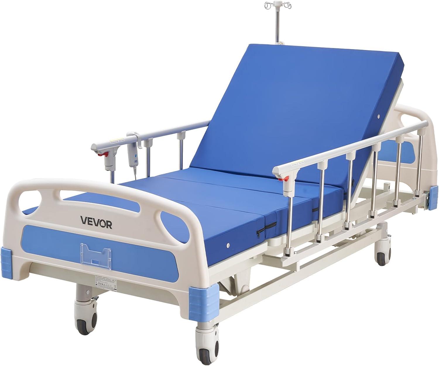 image:imageVEVOR Premium 3 Function Full Electric Hospital Bed ICU Electric Medical Bed with Backrest Legrest amp Height Adjustment 5 Locking Casters HighDensity Mattress for Home Hospital 550LBS Loading84x38x34inch