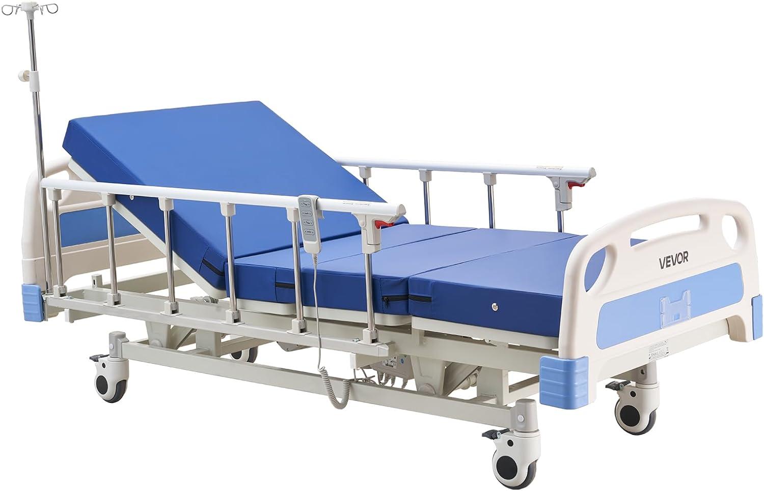 image:imageVEVOR Premium 3 Function Full Electric Hospital Bed ICU Electric Medical Bed with Backrest Legrest amp Height Adjustment 5 Locking Casters HighDensity Mattress for Home Hospital 550LBS Loading84x38x34inch