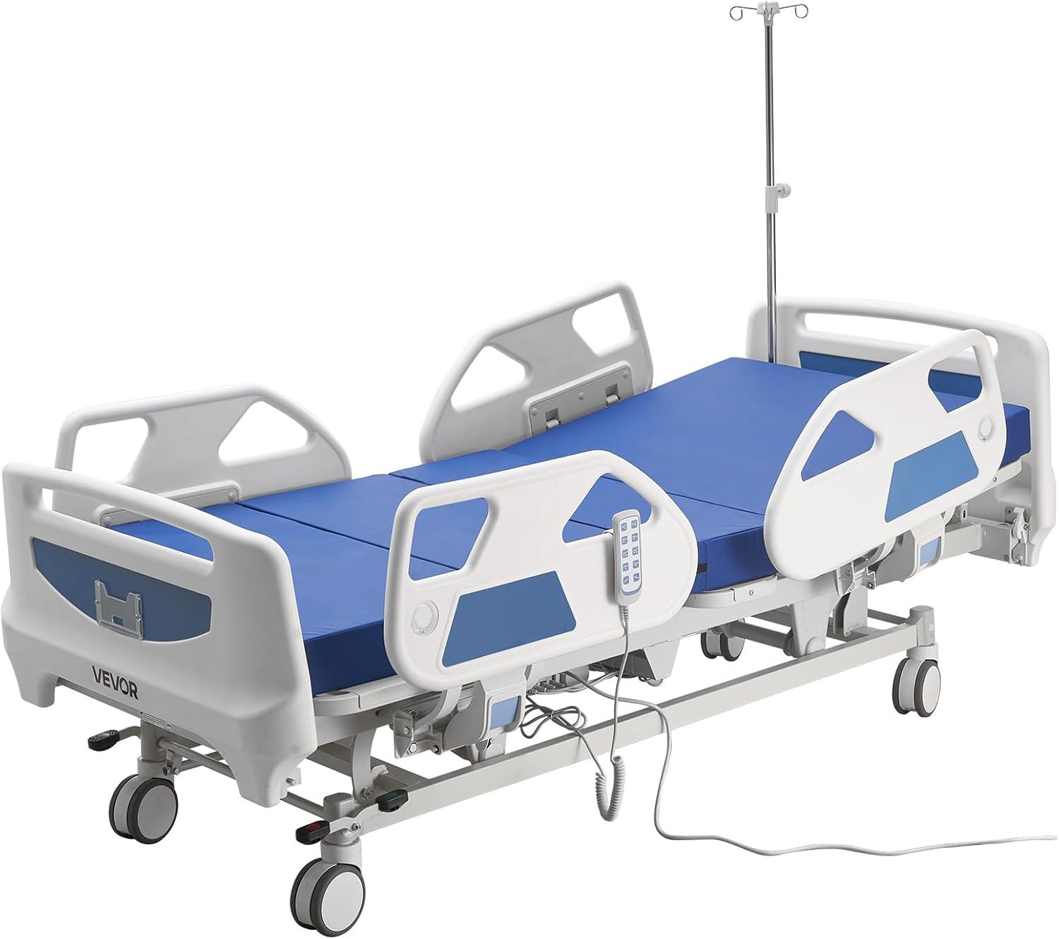 image:imageVEVOR Premium 3 Function Full Electric Hospital Bed ICU Electric Medical Bed with Backrest Legrest amp Height Adjustment 5 Locking Casters HighDensity Mattress for Home Hospital 550LBS Loading85x42x33inch