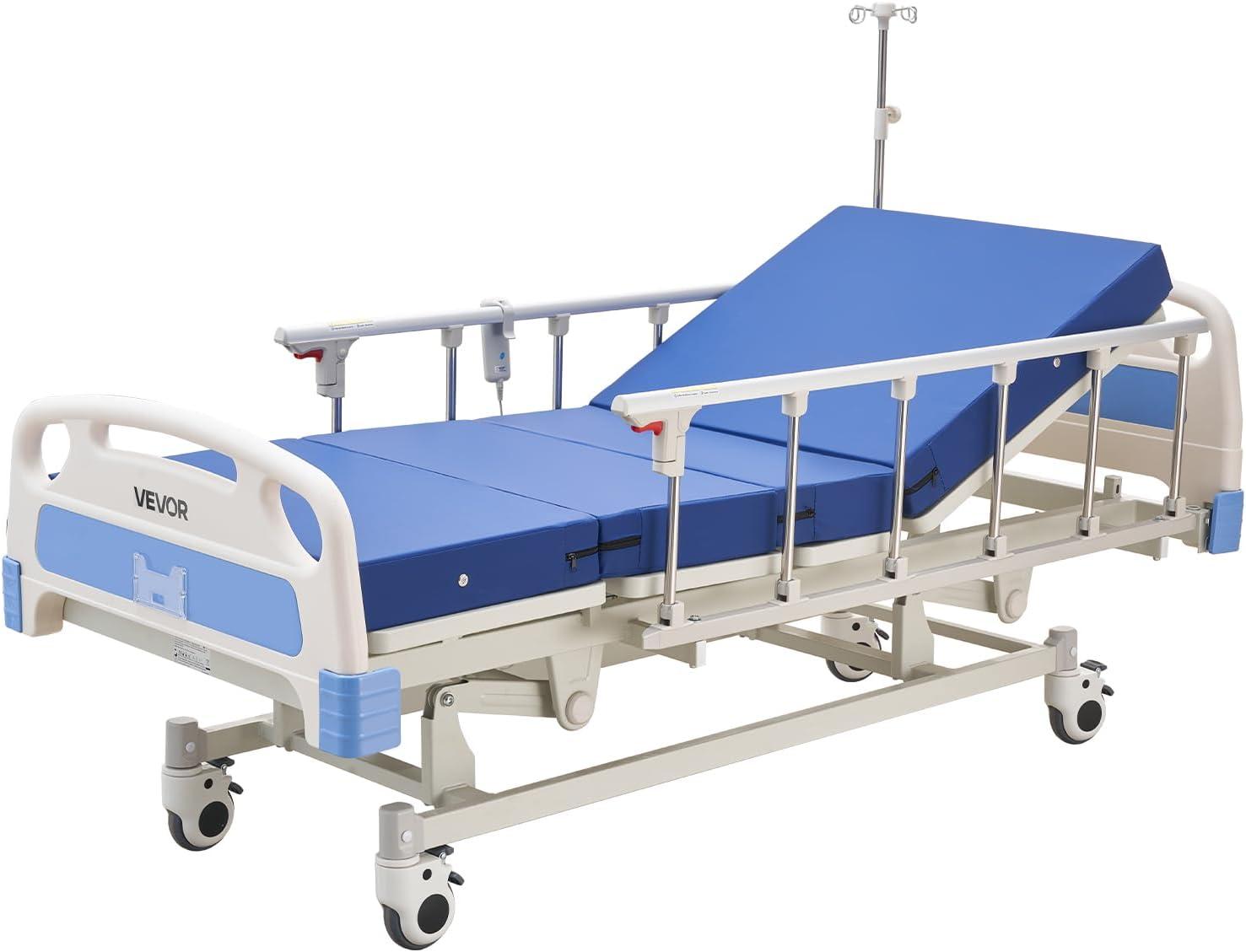 image:imageVEVOR Premium 3 Function Full Electric Hospital Bed ICU Electric Medical Bed with Backrest Legrest amp Height Adjustment 5 Locking Casters HighDensity Mattress for Home Hospital 550LBS Loading84x38x34inch
