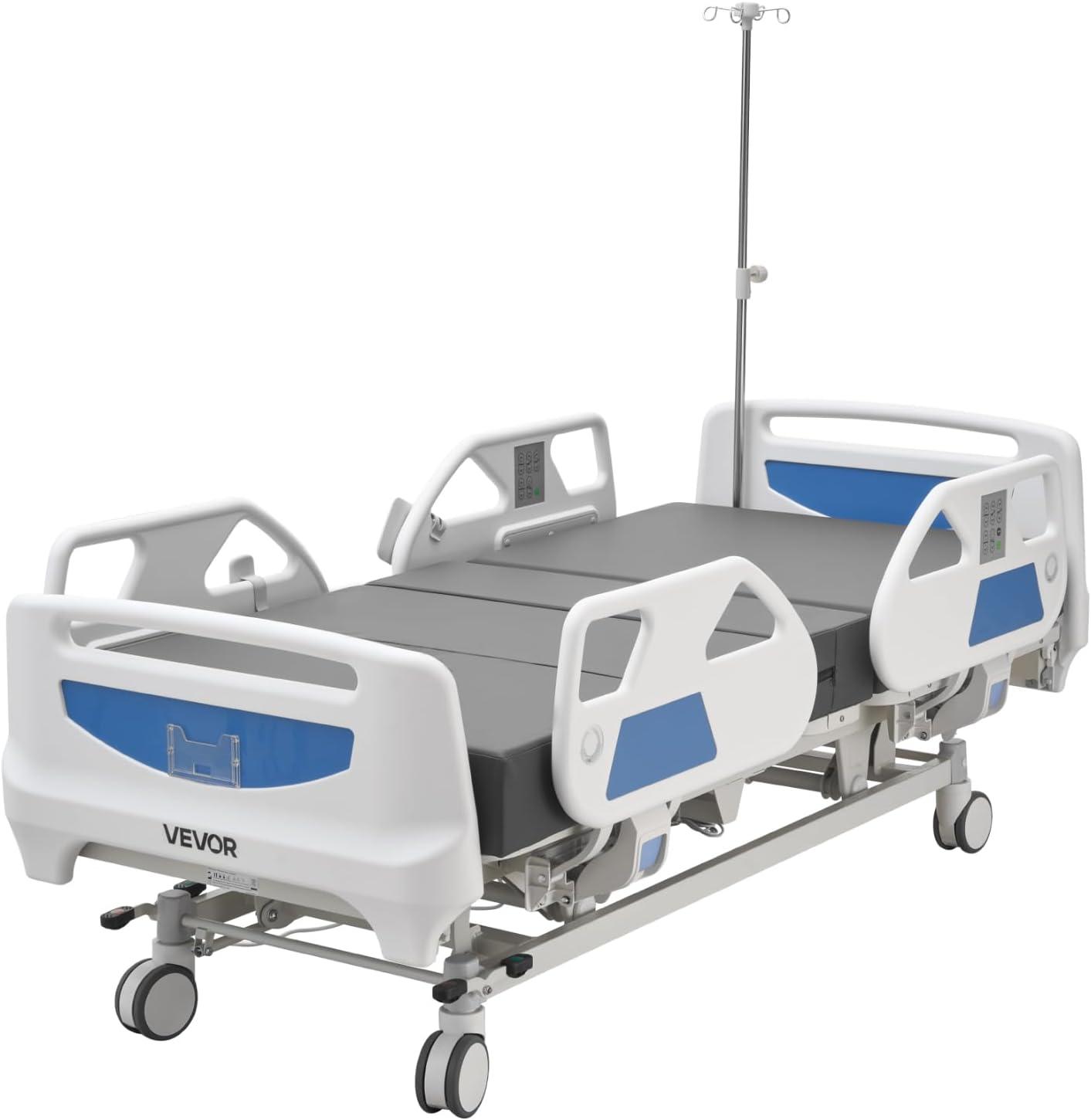 image:imageVEVOR Premium 3 Function Full Electric Hospital Bed ICU Electric Medical Bed with Backrest Legrest amp Height Adjustment 5 Locking Casters HighDensity Mattress for Home Hospital 550LBS Loading854X425x33inch
