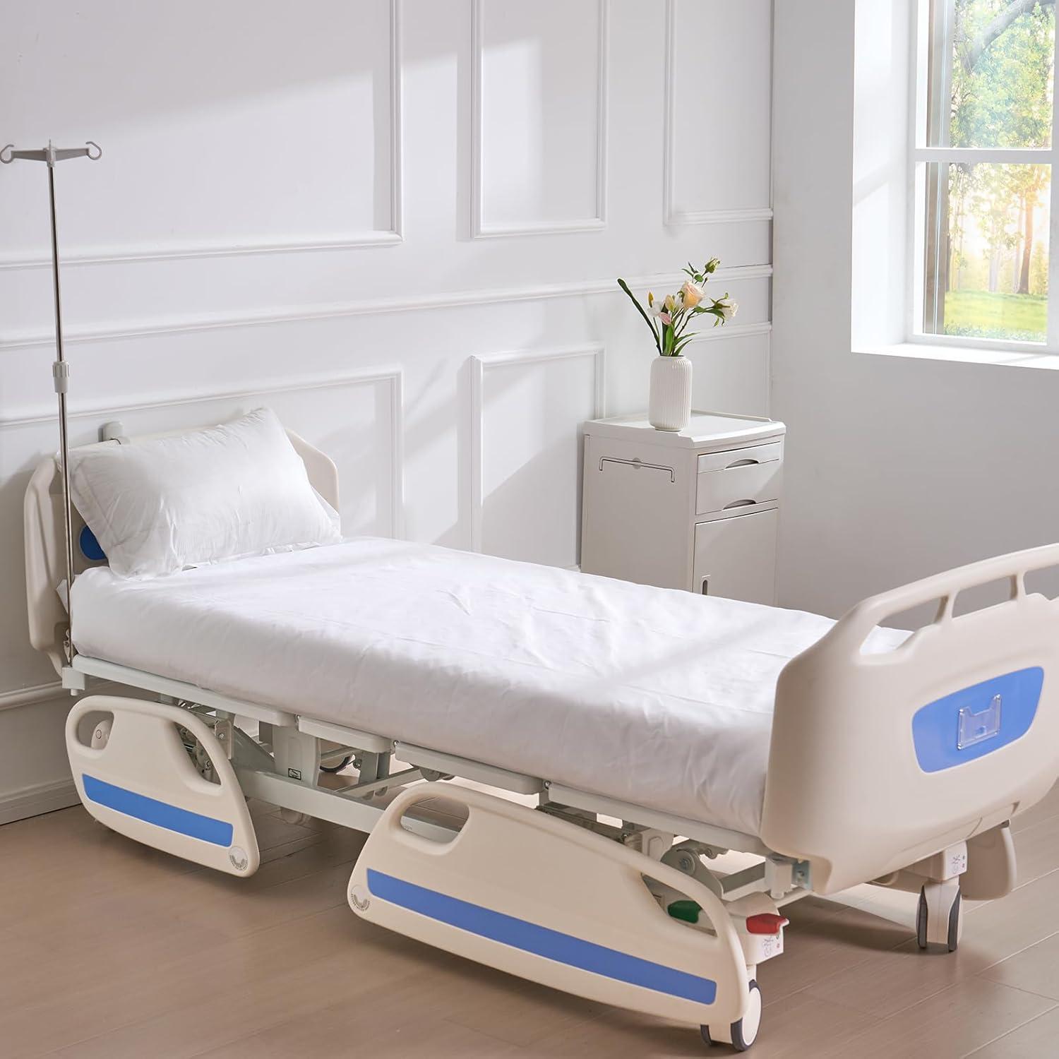 image:imageVEVOR Premium 3 Function Full Electric Hospital Bed ICU Electric Medical Bed with Mattress amp IV Pole Handheld Controller and 5Inch Locking Casters for Home Hospital Use 440LBS Loading5 Functions