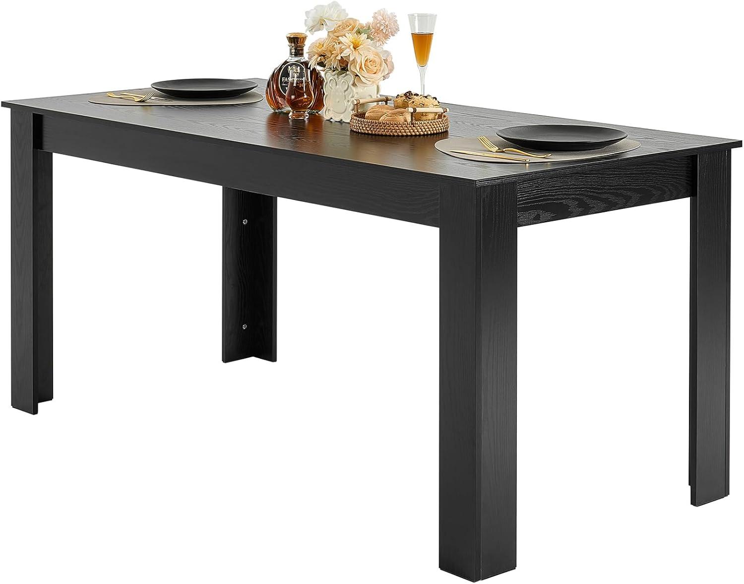 image:imageVEVOR Rectangle Dining Table 63 inch Length Large Wood Tables for 46 Person Modern Dinner Furniture Conference Desk Supporting for 330LBS for Home Kitchen Living Room BlackOnly Table