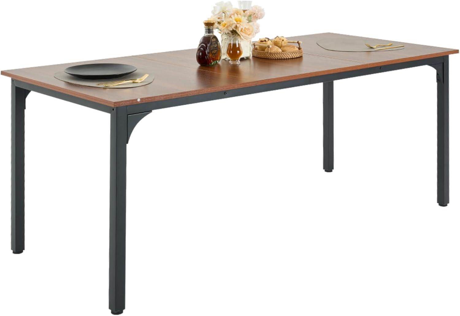 image:imageVEVOR Rectangle Dining Table 71 inch Length Large Wood Tables for 68 Person Farmhouse Dinner Furniture Rustic Conference Desk with Iron Legs for Home Kitchen Living Room BrownOnly Table