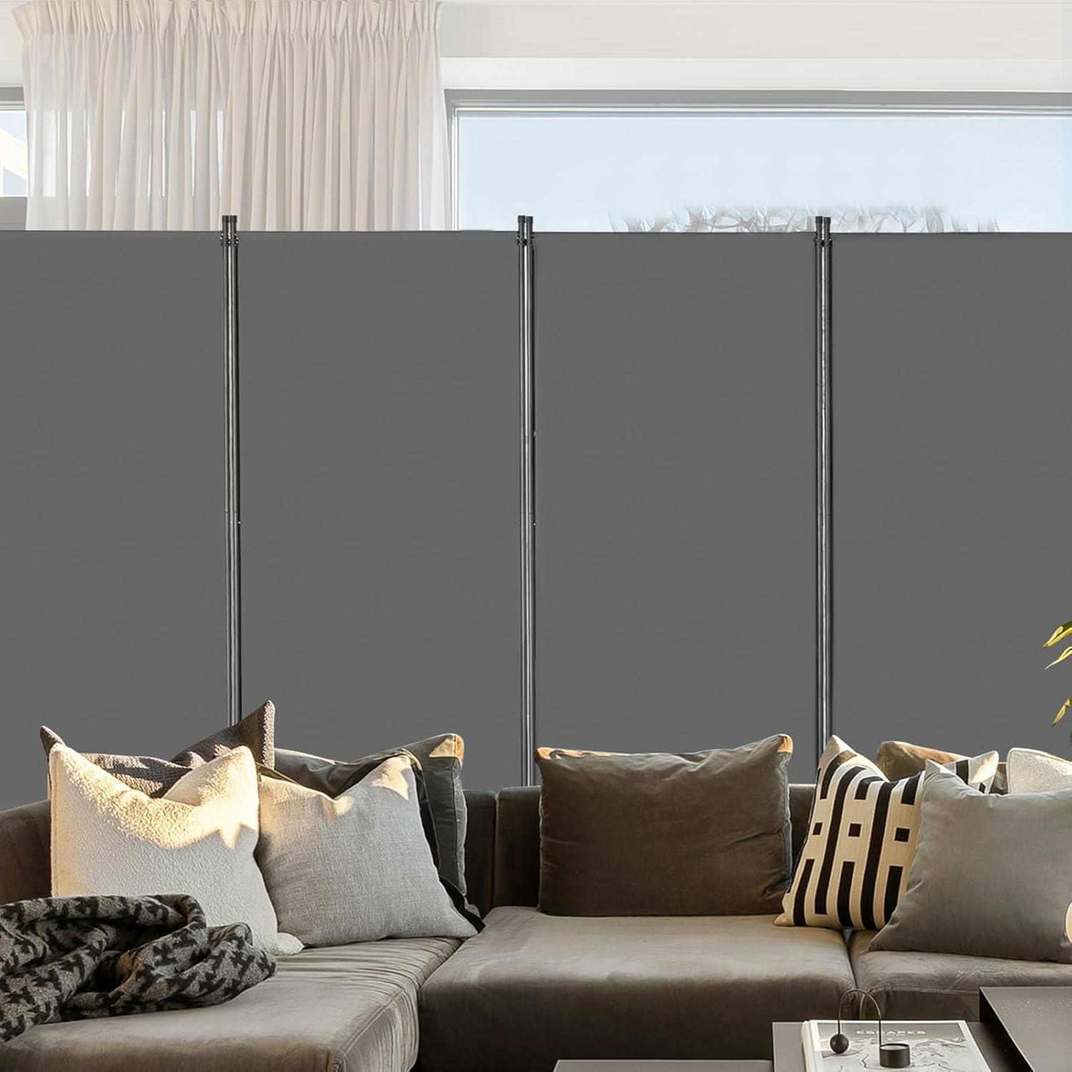 image:imageVEVOR Room Divider 4 Panel Room Divider 136 W Folding Privacy Screen and Portable Partition Divider for Room Separation Freestanding Room Partitions for Office Bedroom Study GreyGrey