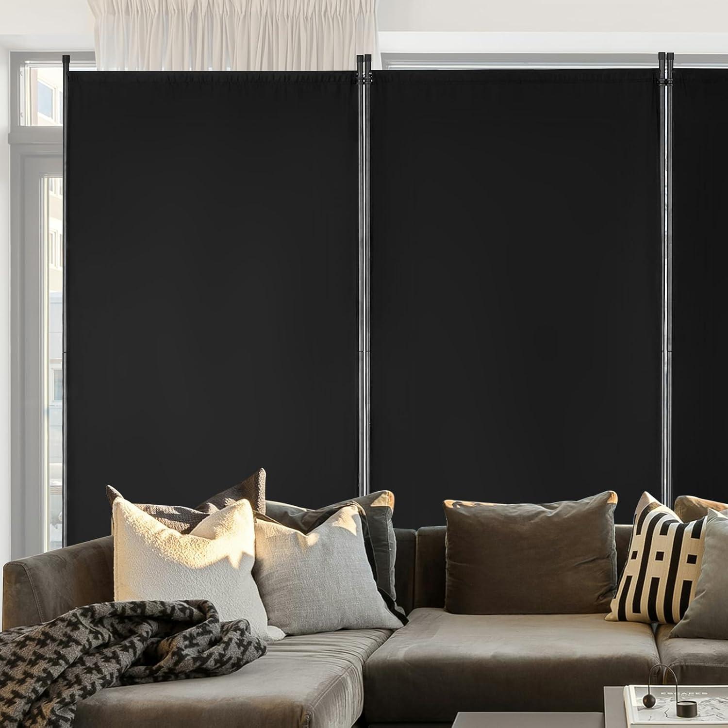 image:imageVEVOR Room Divider 4 Panel Room Divider 136 W Folding Privacy Screen and Portable Partition Divider for Room Separation Freestanding Room Partitions for Office Bedroom Study GreyBlack