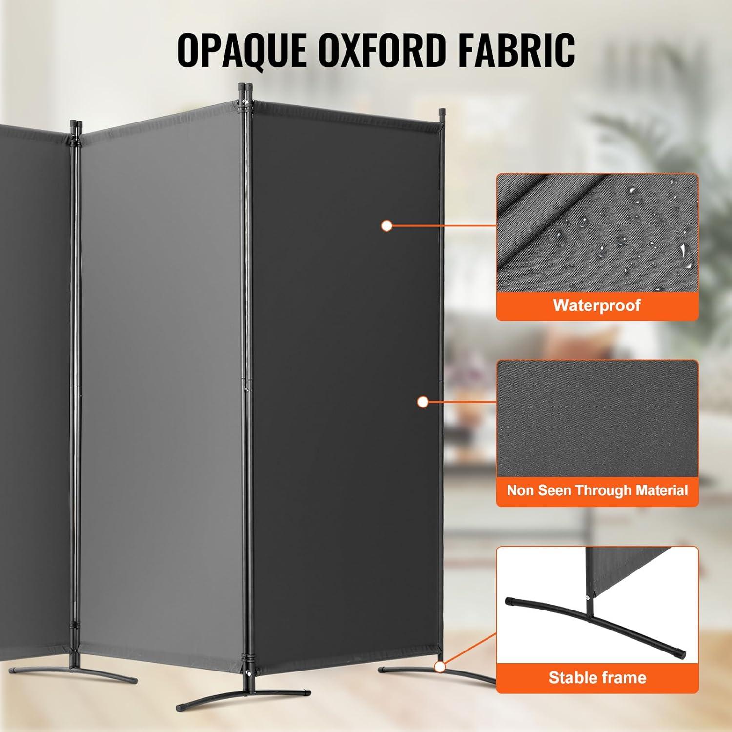 image:imageVEVOR Room Divider 4 Panel Room Divider 136 W Folding Privacy Screen and Portable Partition Divider for Room Separation Freestanding Room Partitions for Office Bedroom Study GreyGrey