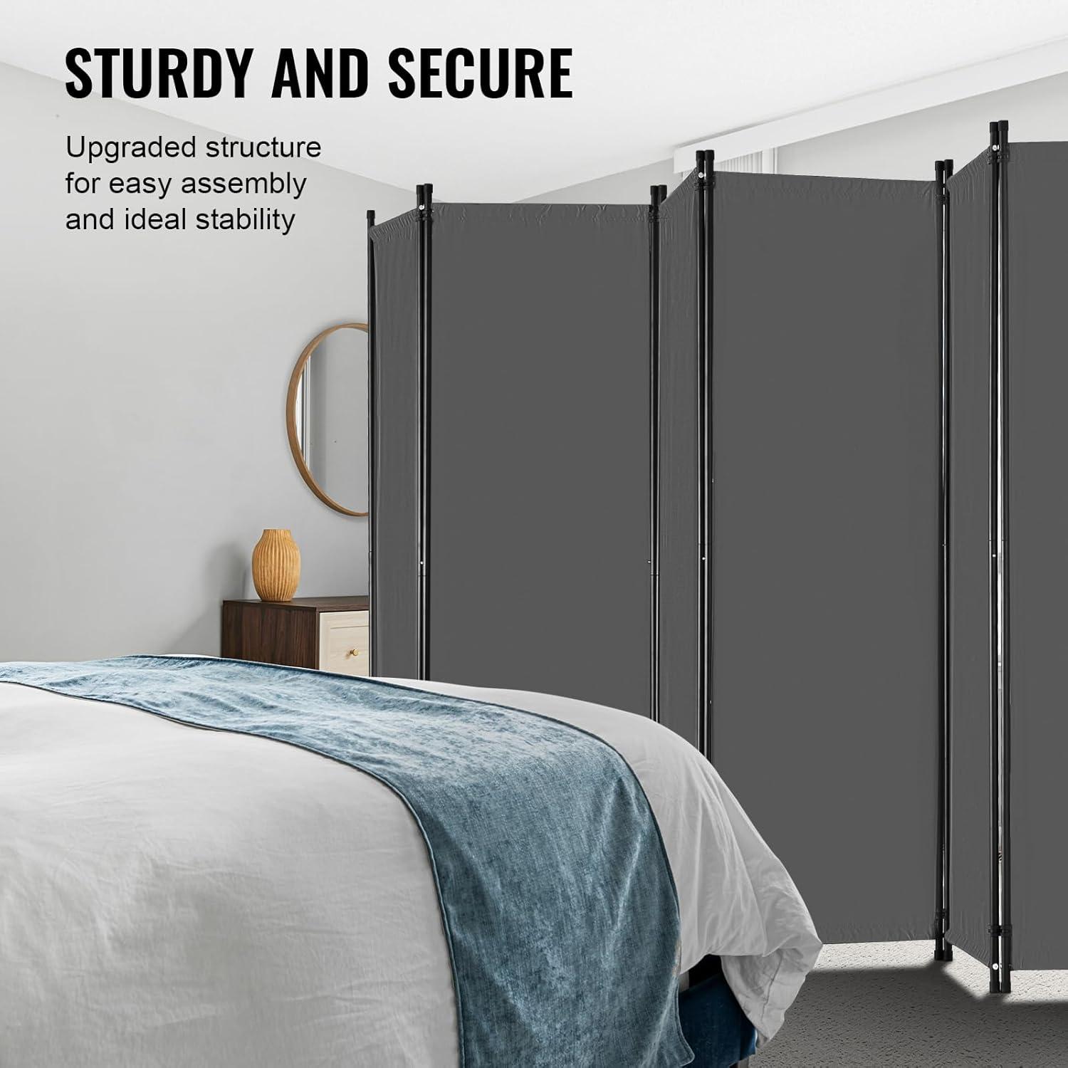 image:imageVEVOR Room Divider 4 Panel Room Divider 136 W Folding Privacy Screen and Portable Partition Divider for Room Separation Freestanding Room Partitions for Office Bedroom Study GreyGrey