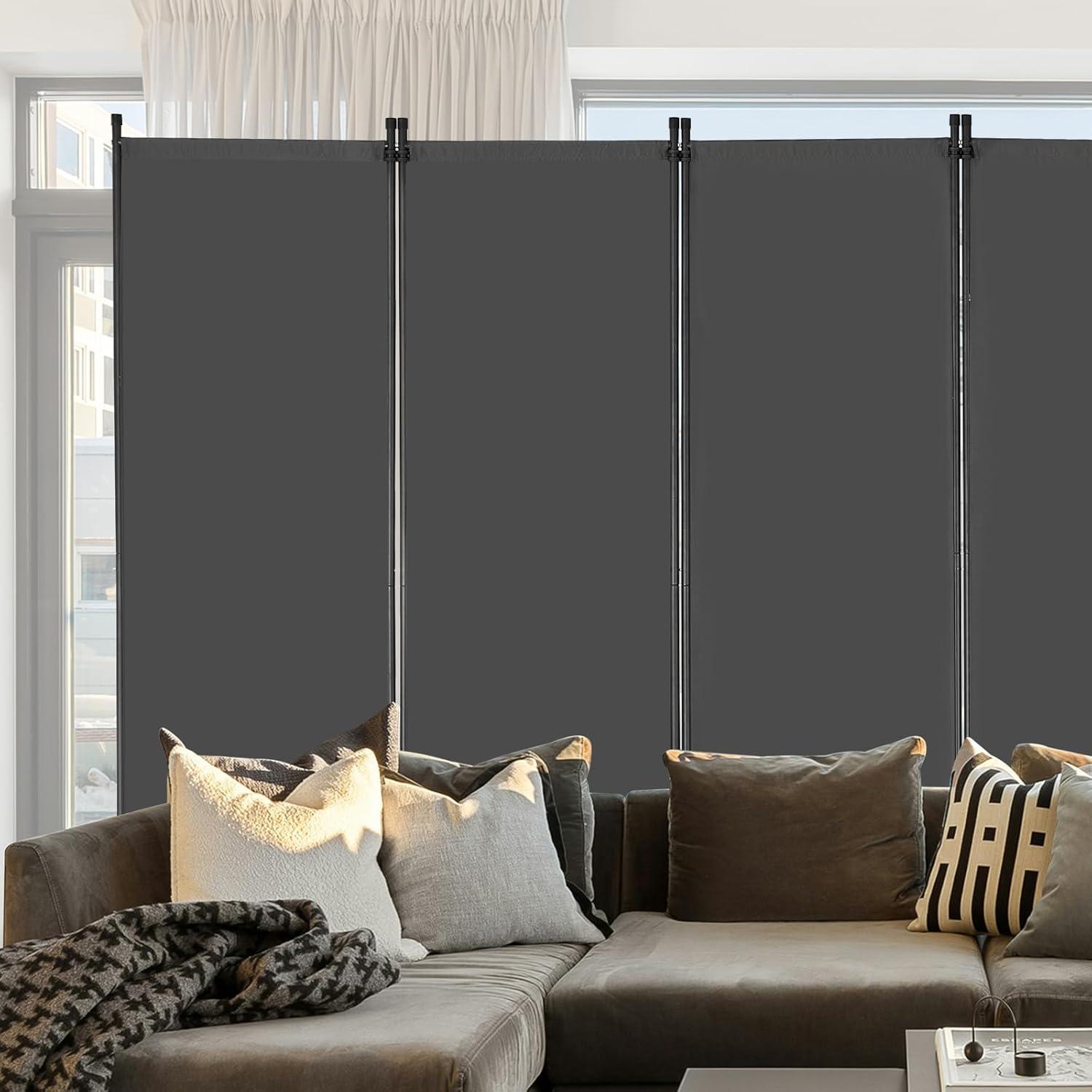 image:imageVEVOR Room Divider 4 Panel Room Divider 136 W Folding Privacy Screen and Portable Partition Divider for Room Separation Freestanding Room Partitions for Office Bedroom Study GreyGrey