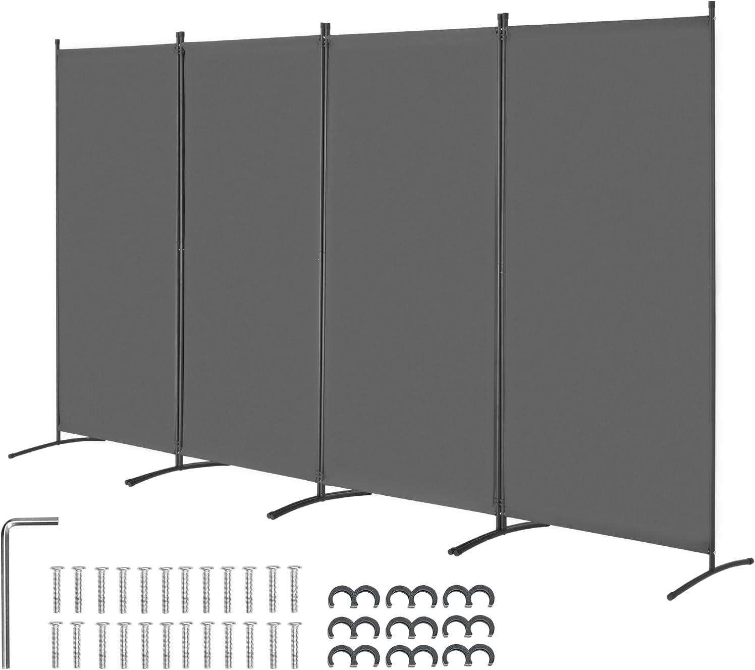 image:imageVEVOR Room Divider 4 Panel Room Divider 136 W Folding Privacy Screen and Portable Partition Divider for Room Separation Freestanding Room Partitions for Office Bedroom Study GreyGrey