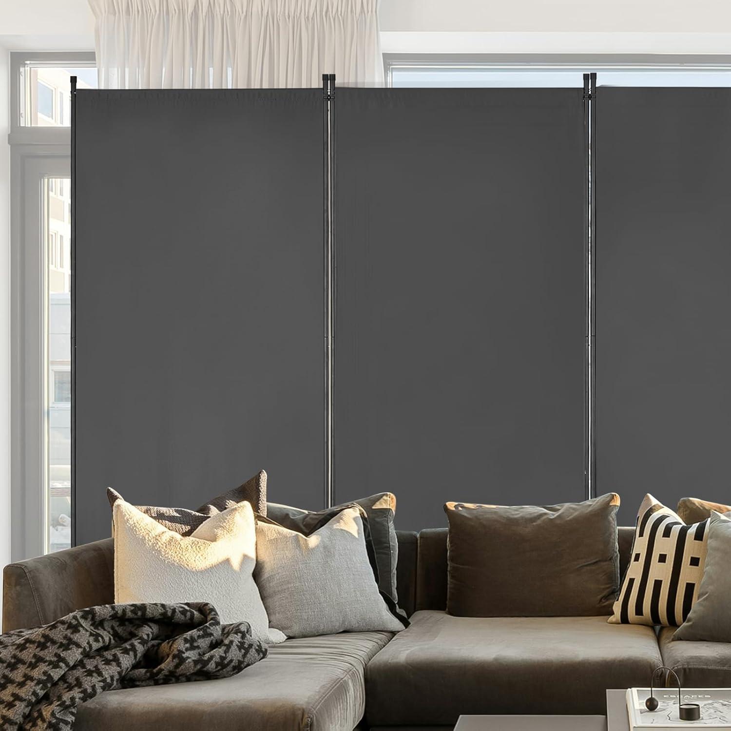 image:imageVEVOR Room Divider 4 Panel Room Divider 136 W Folding Privacy Screen and Portable Partition Divider for Room Separation Freestanding Room Partitions for Office Bedroom Study GreyGrey