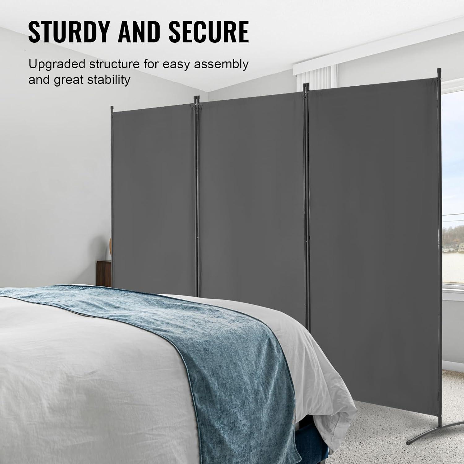image:imageVEVOR Room Divider 4 Panel Room Divider 136 W Folding Privacy Screen and Portable Partition Divider for Room Separation Freestanding Room Partitions for Office Bedroom Study GreyGrey