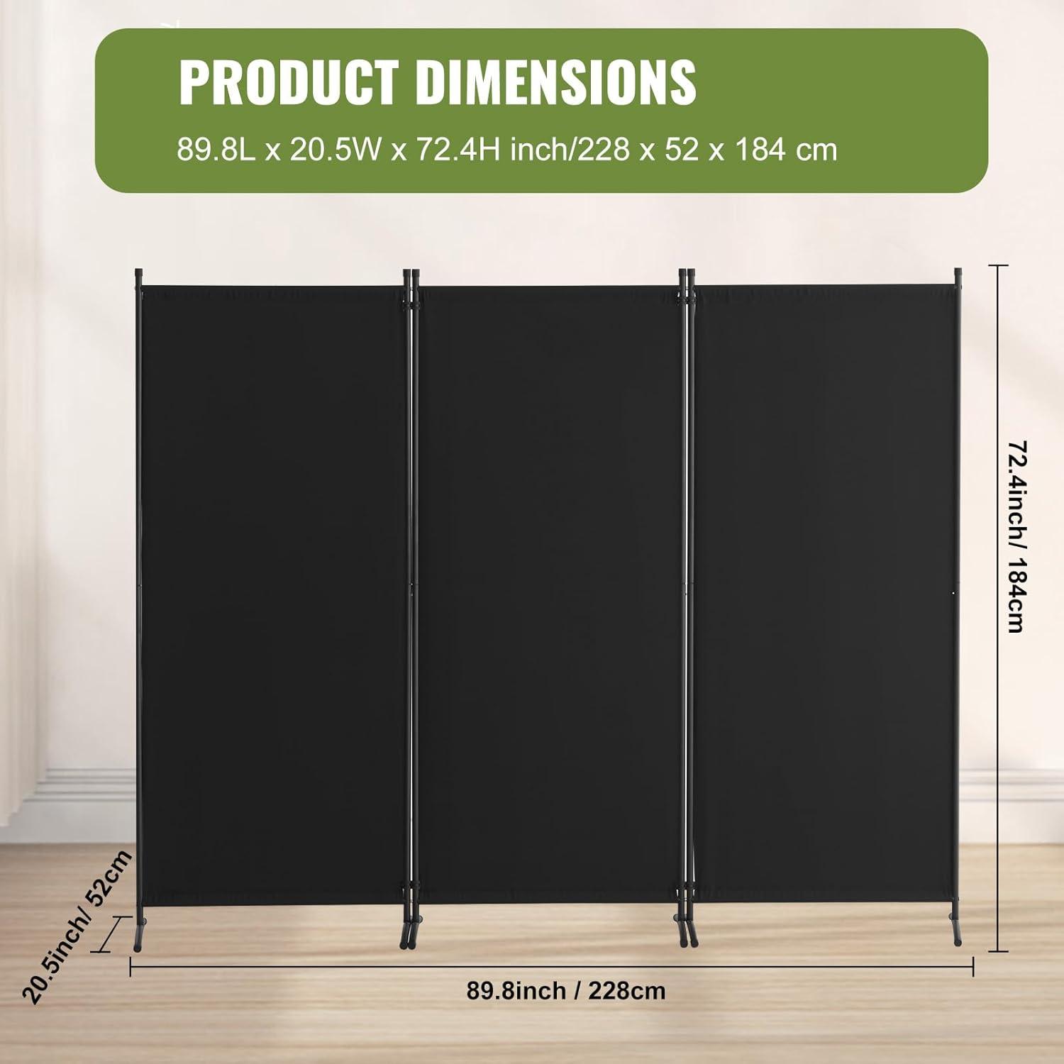 image:imageVEVOR Room Divider 4 Panel Room Dividers and Folding Privacy Screens Fabric Partition Room Dividers for Office Bedroom Dining Room Study Freestanding GreyBlack