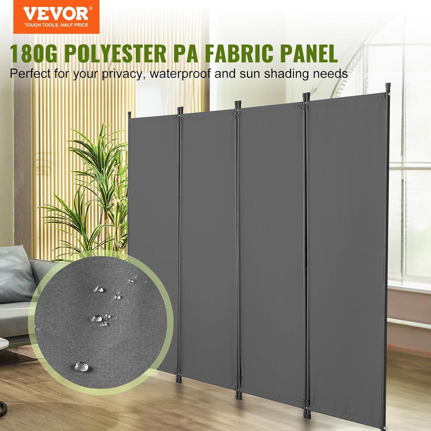 image:imageVEVOR Room Divider 4 Panel Room Dividers and Folding Privacy Screens Fabric Partition Room Dividers for Office Bedroom Dining Room Study Freestanding GreyGrey