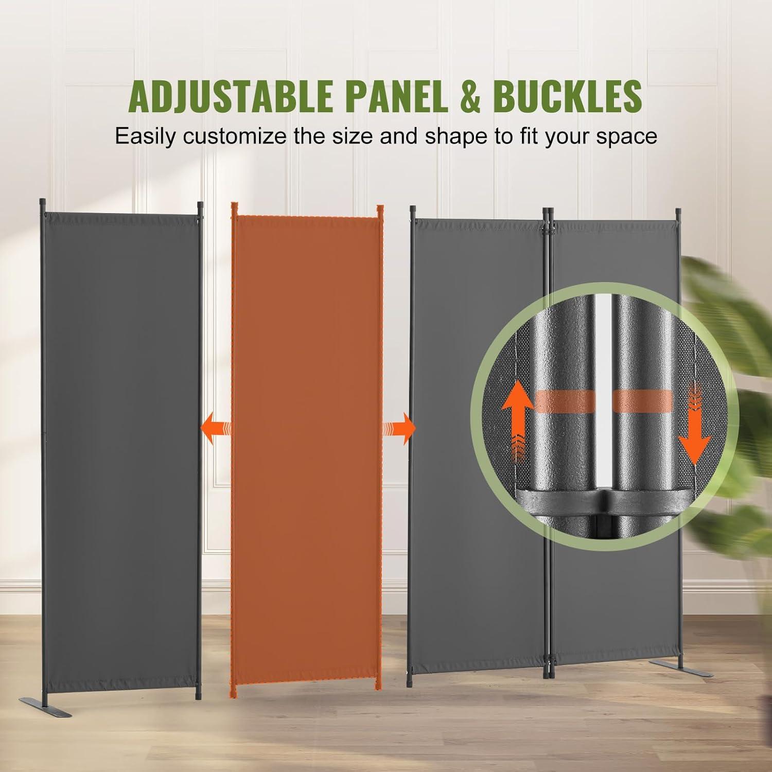 image:imageVEVOR Room Divider 4 Panel Room Dividers and Folding Privacy Screens Fabric Partition Room Dividers for Office Bedroom Dining Room Study Freestanding GreyGrey