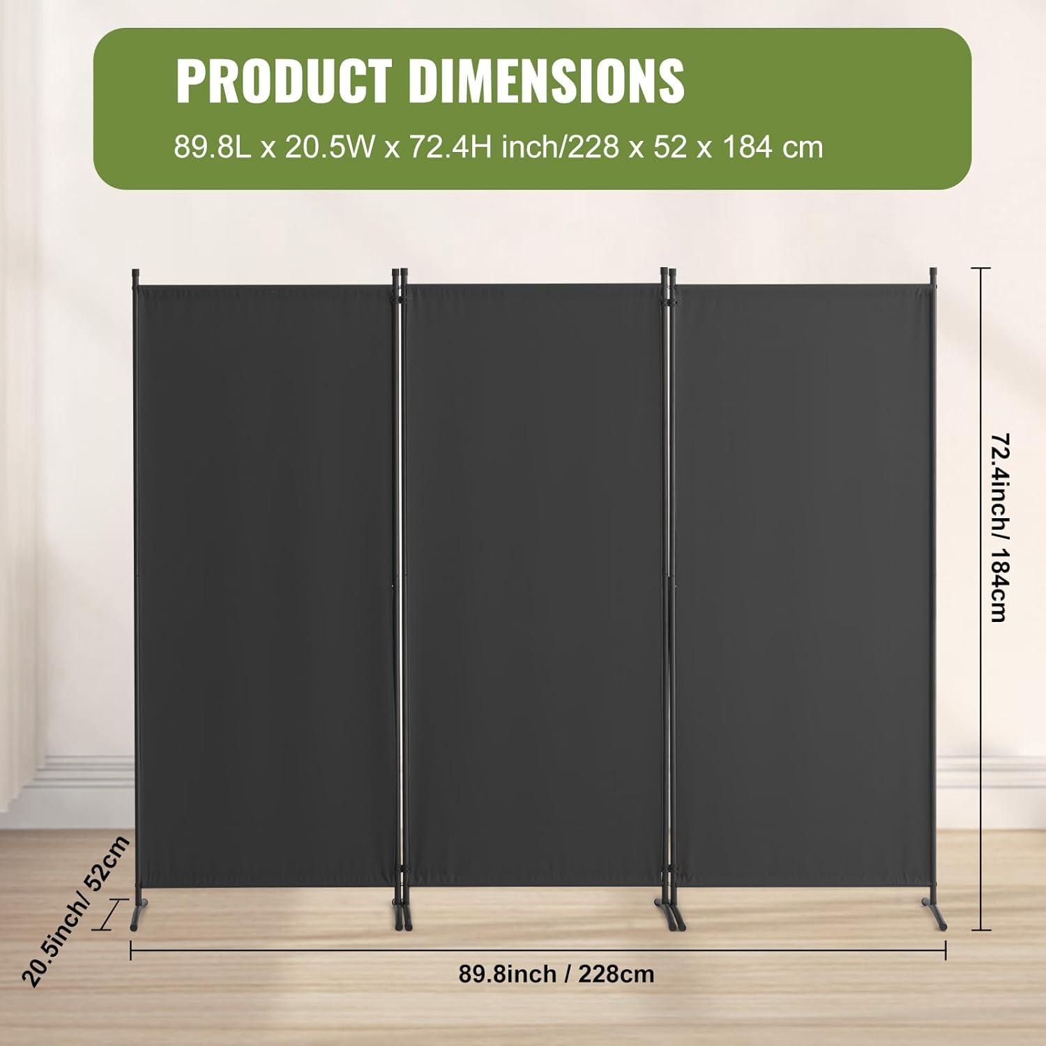 image:imageVEVOR Room Divider 4 Panel Room Dividers and Folding Privacy Screens Fabric Partition Room Dividers for Office Bedroom Dining Room Study Freestanding GreyGrey