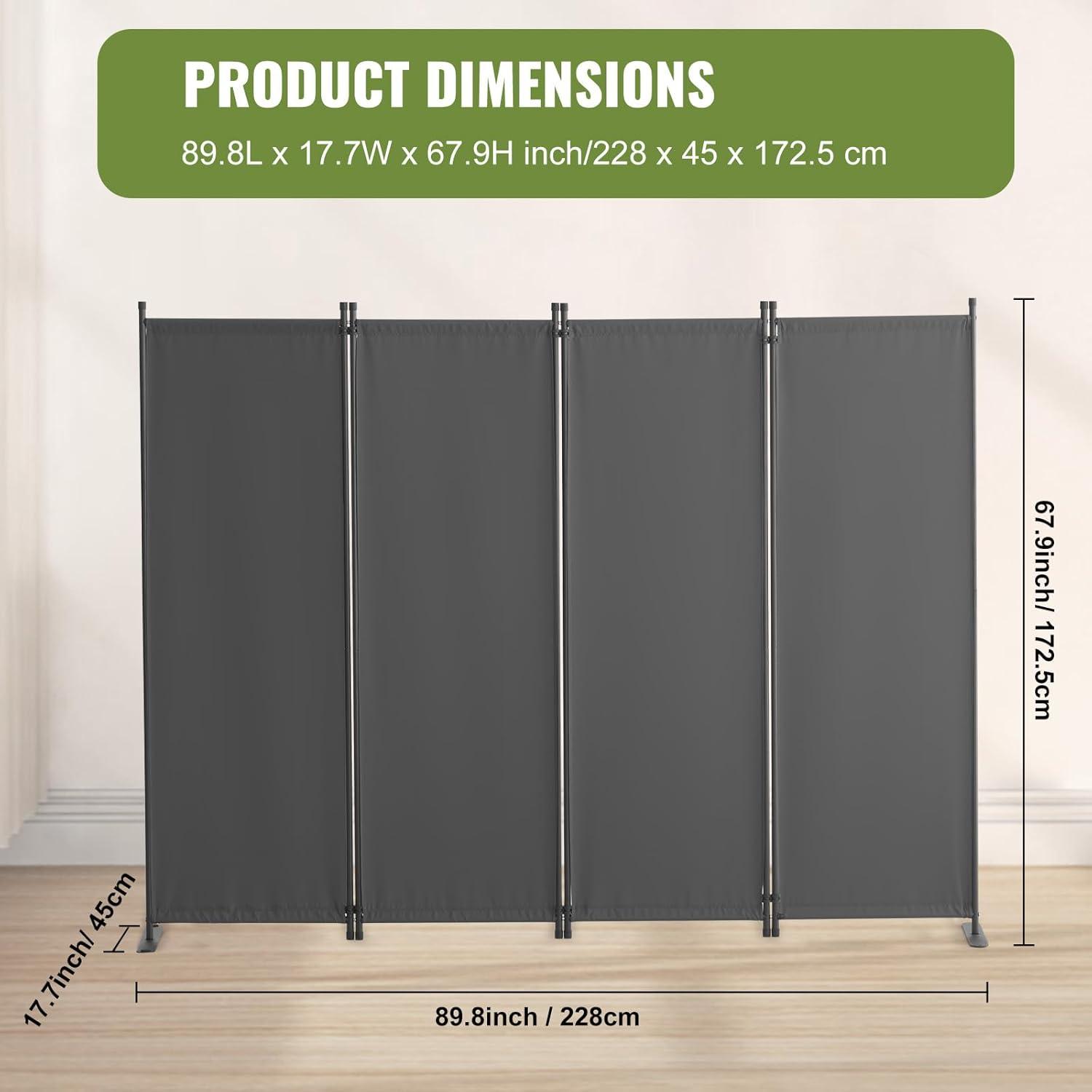 image:imageVEVOR Room Divider 4 Panel Room Dividers and Folding Privacy Screens Fabric Partition Room Dividers for Office Bedroom Dining Room Study Freestanding GreyGrey
